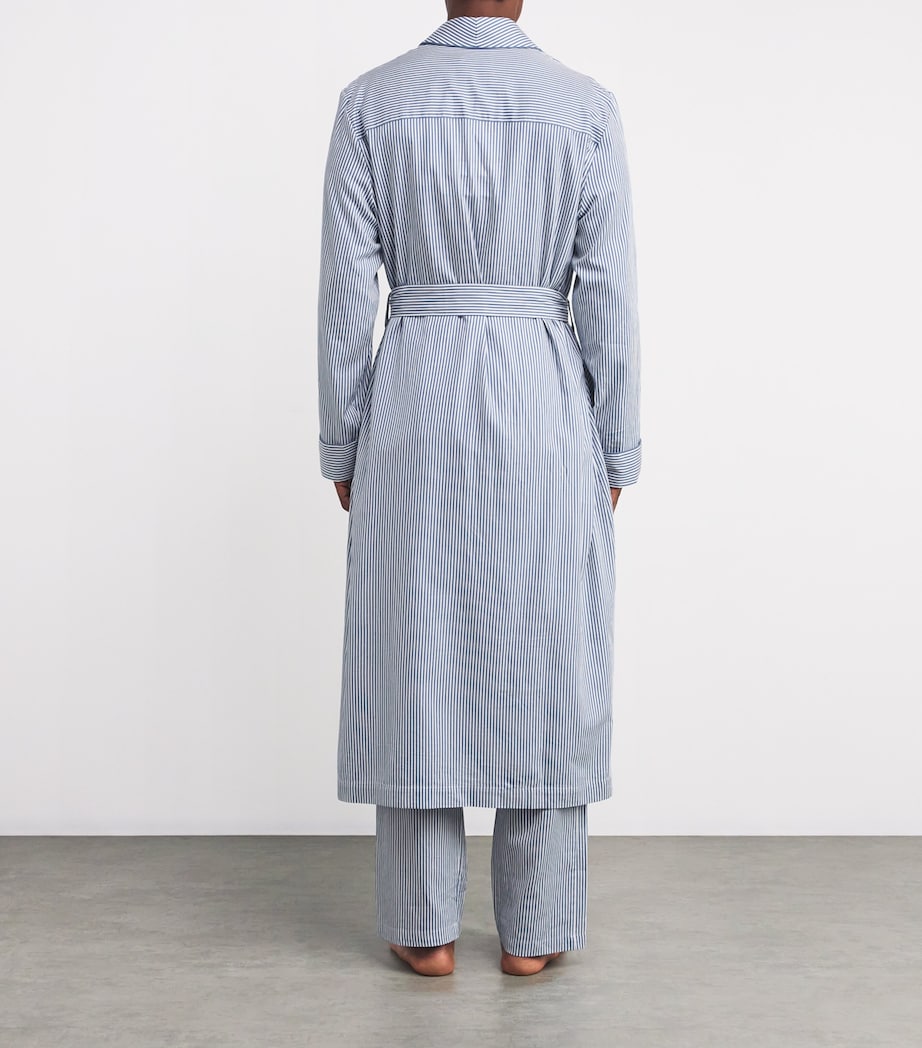 Cotton Striped Robe BLUE Image 3