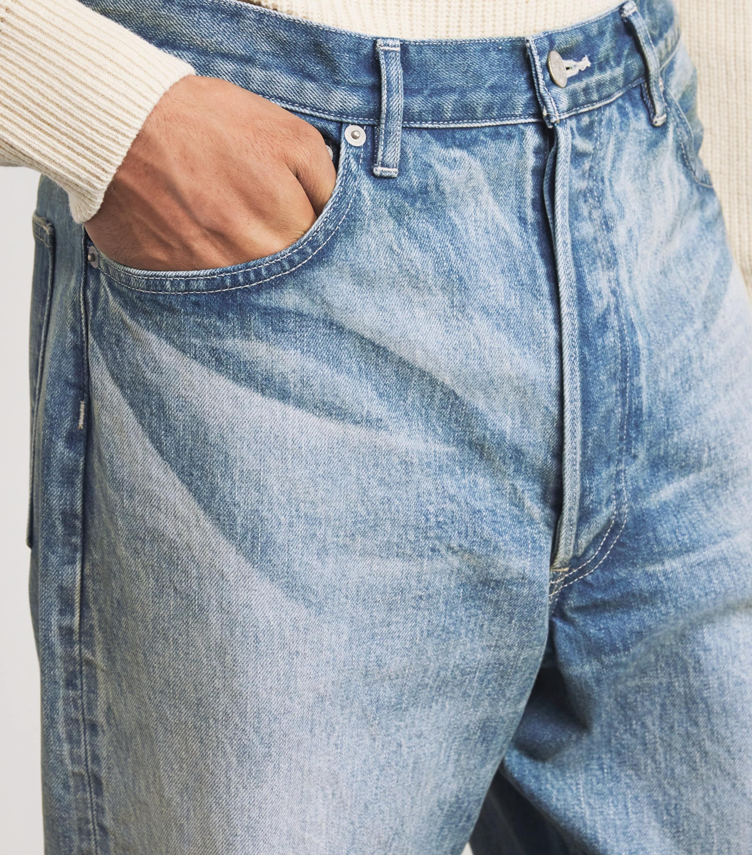 Faded Selvedge Wide-Leg Jeans FADED INDIGO Image 6