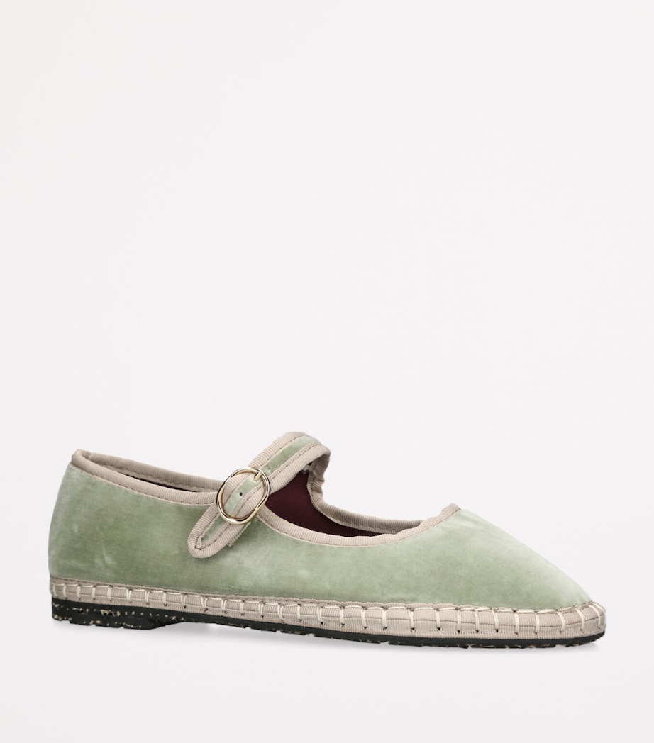 Flabelus Velvet Uta Mary Janes Green Image 4