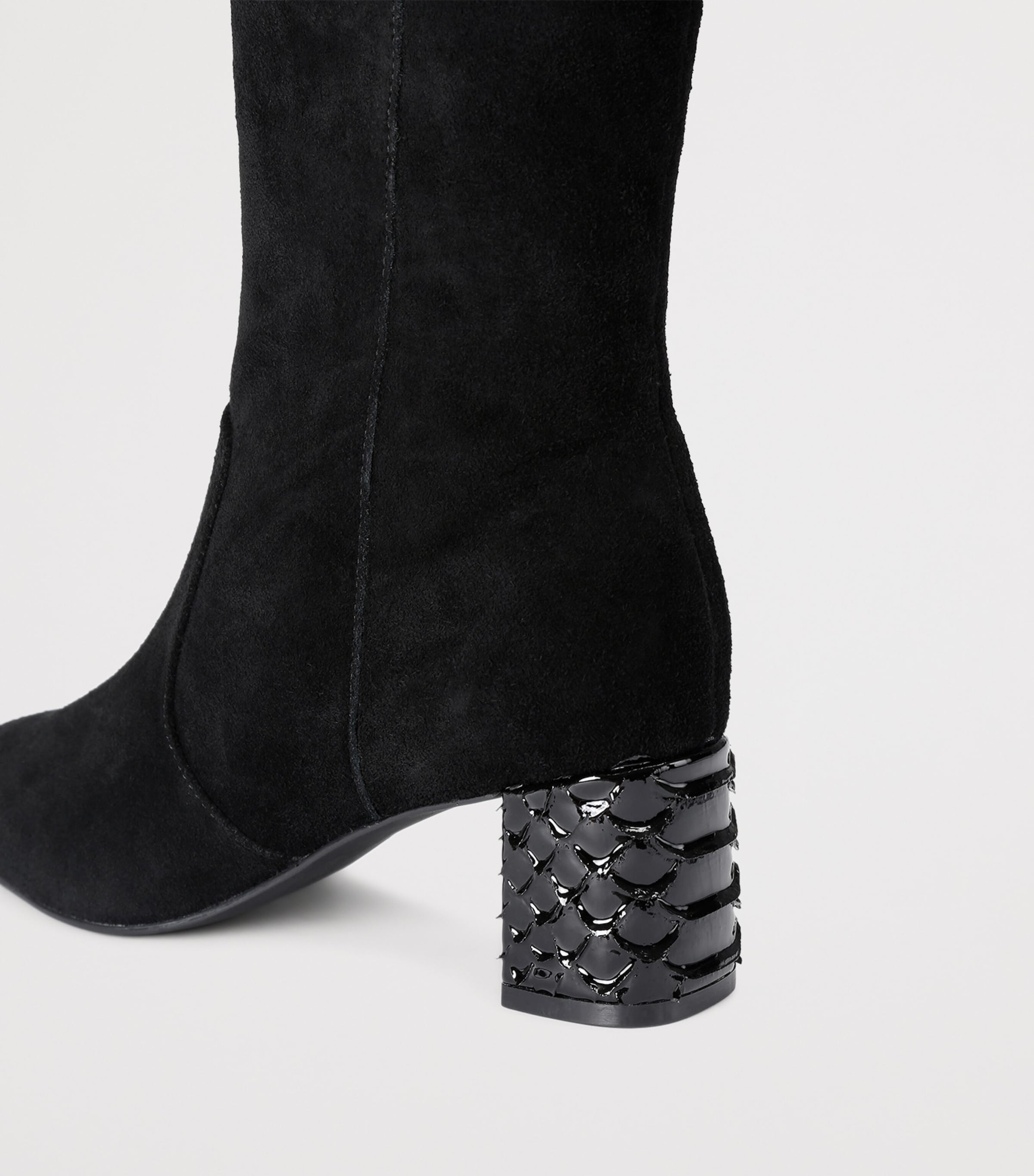 Suede Chelsea Trim Knee-High Boots BLACK Image 3