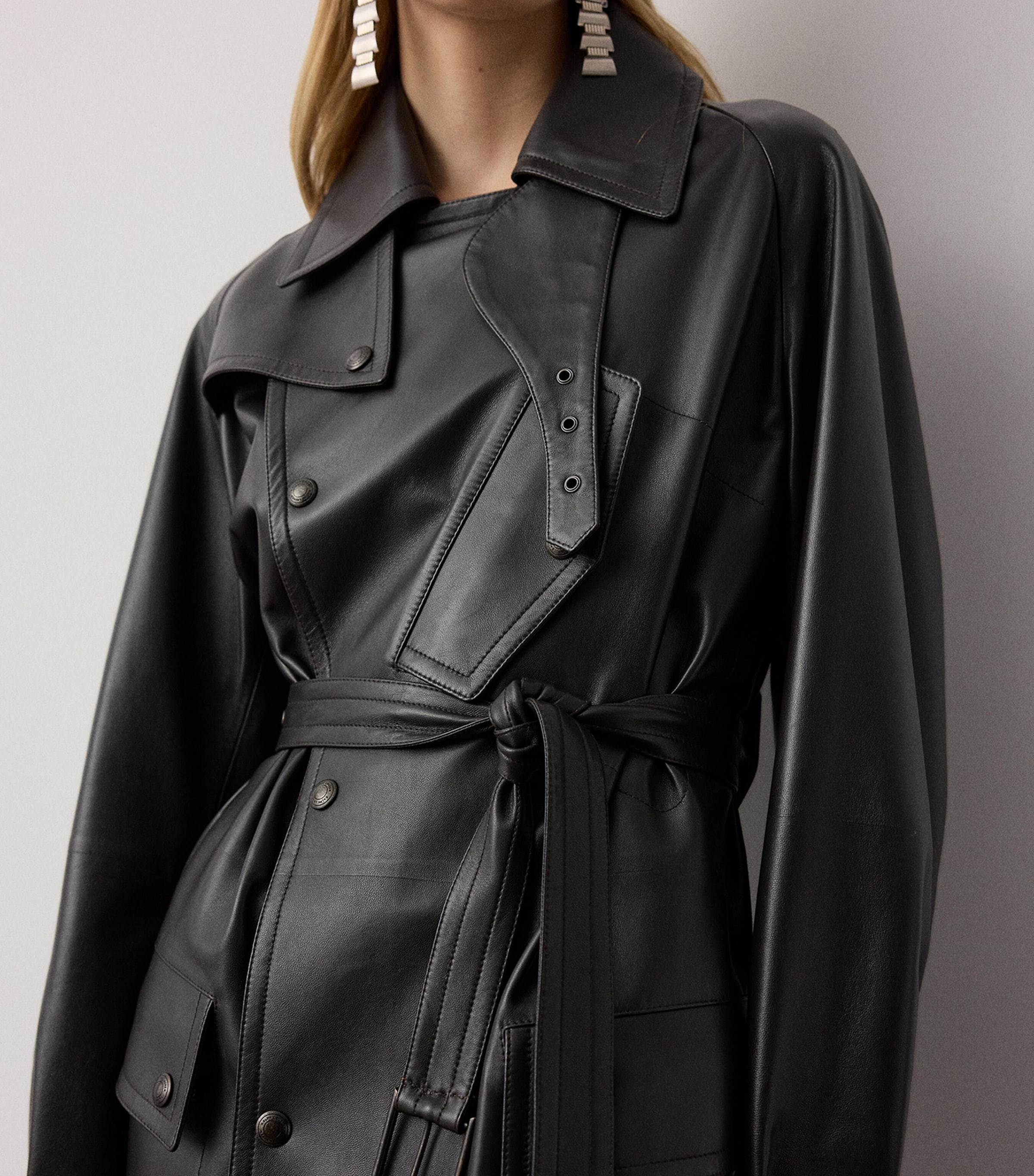 Ralph Lauren Collection Womens Lambskin Bailey Trench Coat Espresso Image 4