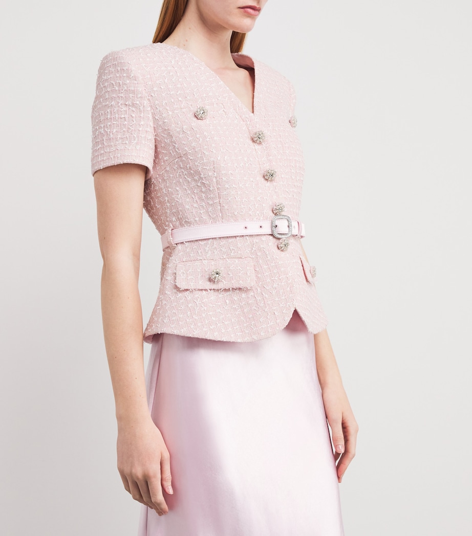 Sequin Bouclé Chiffon Midi Dress PINK Image 5