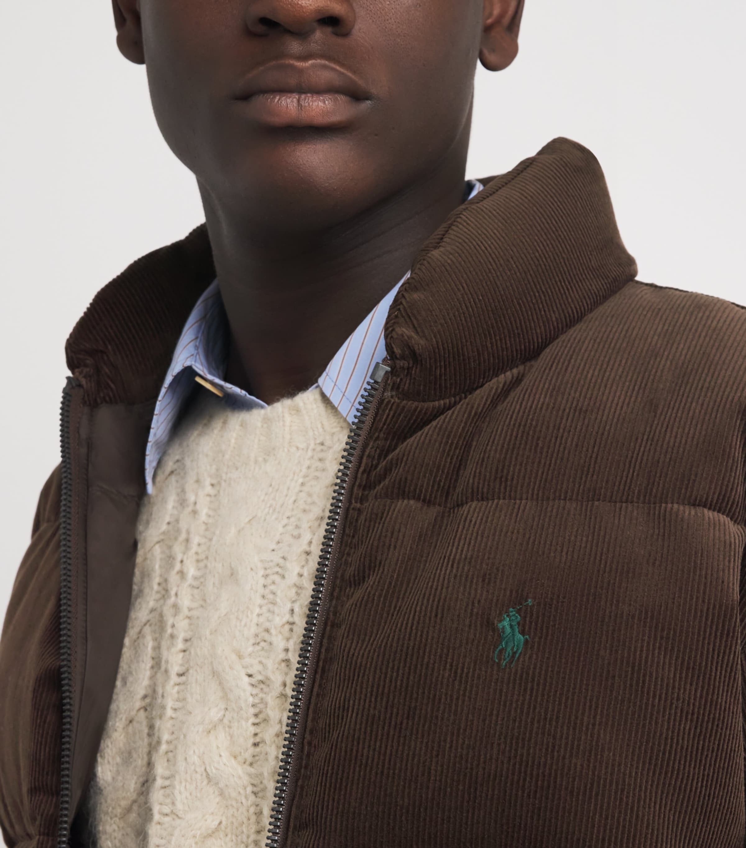 Polo Ralph Lauren Mens Cotton Corduroy Puffer Jacket Dark Brown Image 6