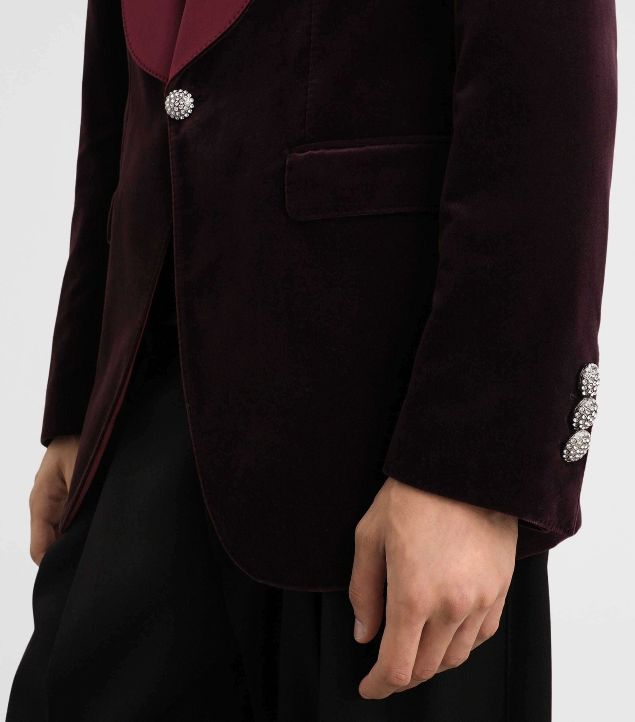 Velvet Embellished Tuxedo Jacket F0130-VERY DARK Image 3