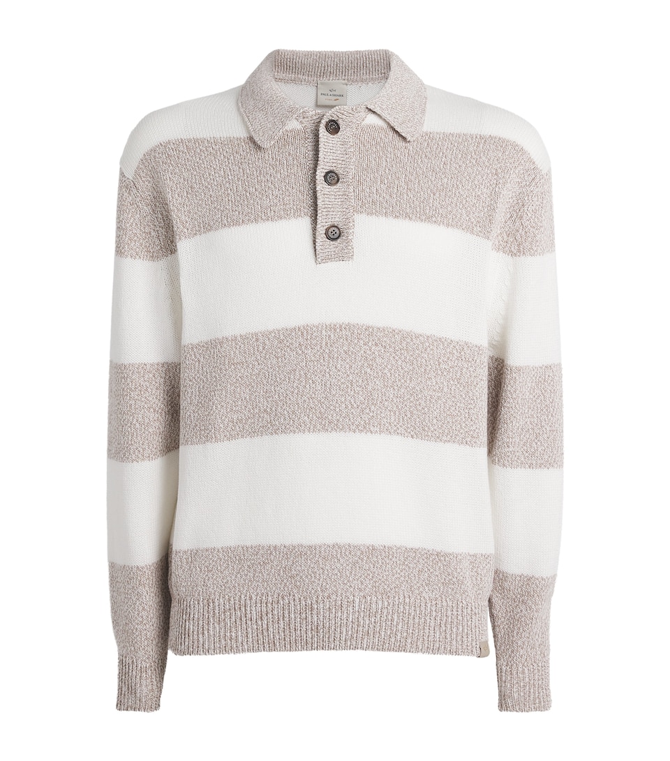 Cotton Stripe Polo Sweater