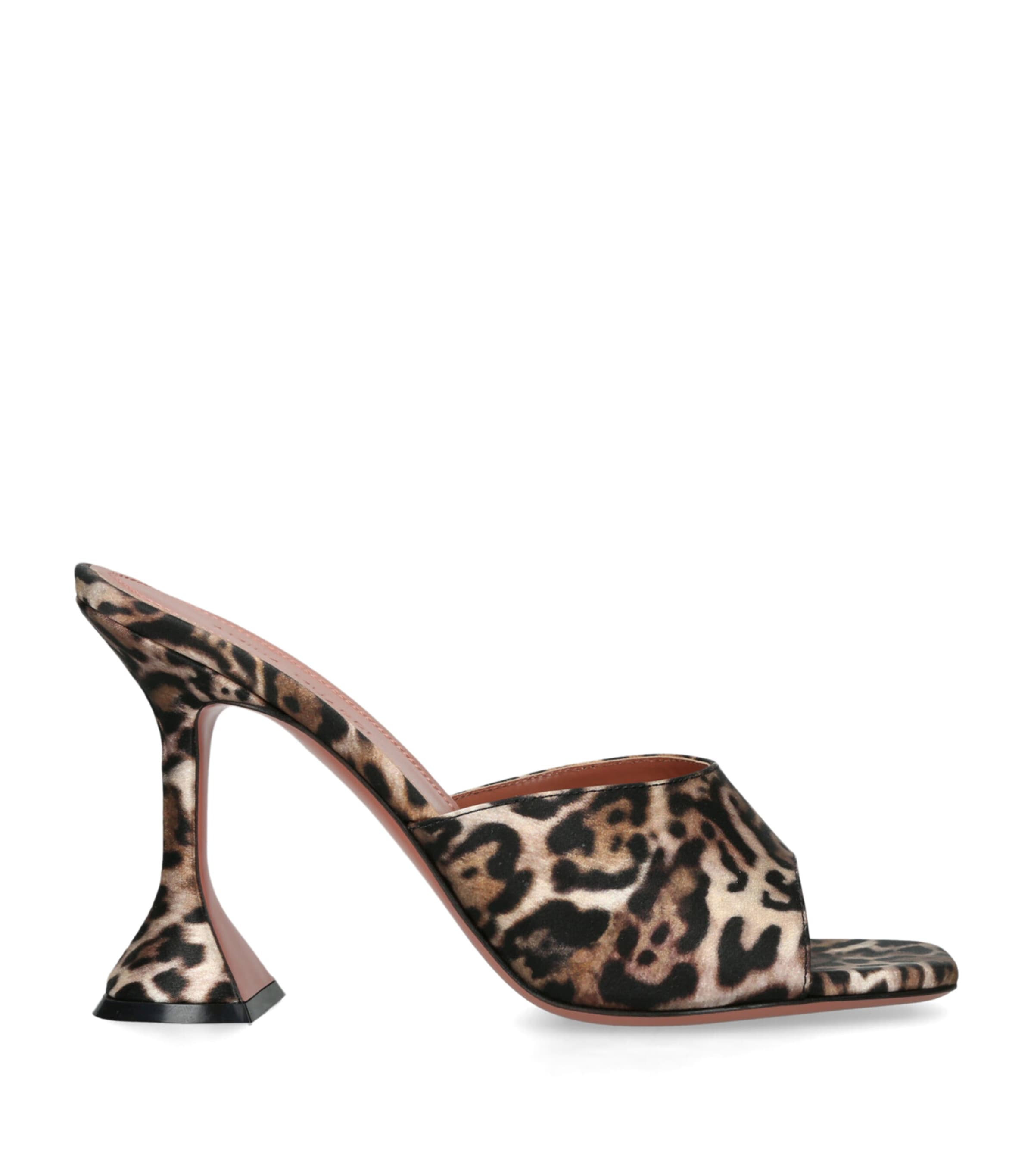 Amina Muaddi Satin Leopard Print Lupita Mules 95 Dk.brn Com Image 1