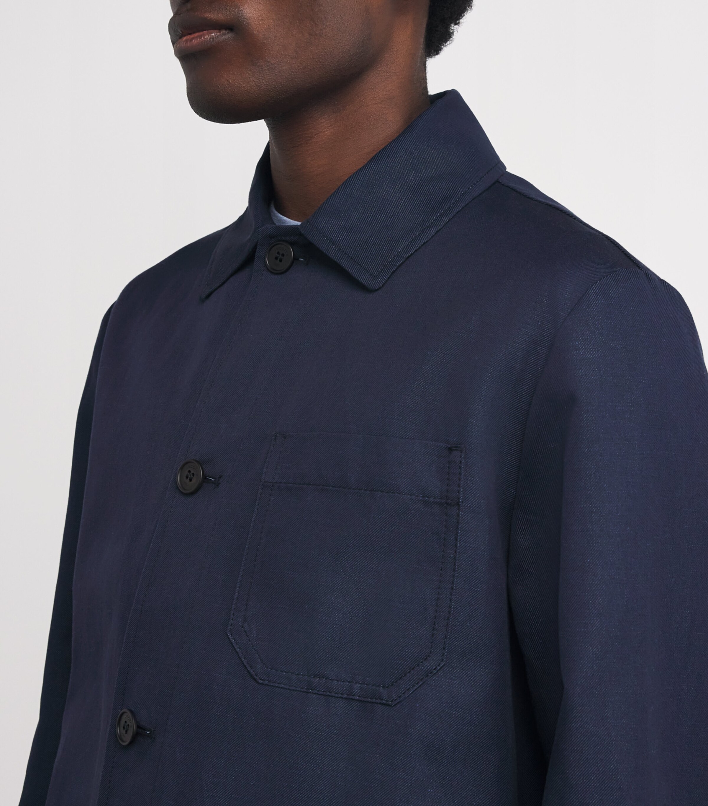 slowear Mens Linen-Cotton Overshirt Blue Scuro Image 6