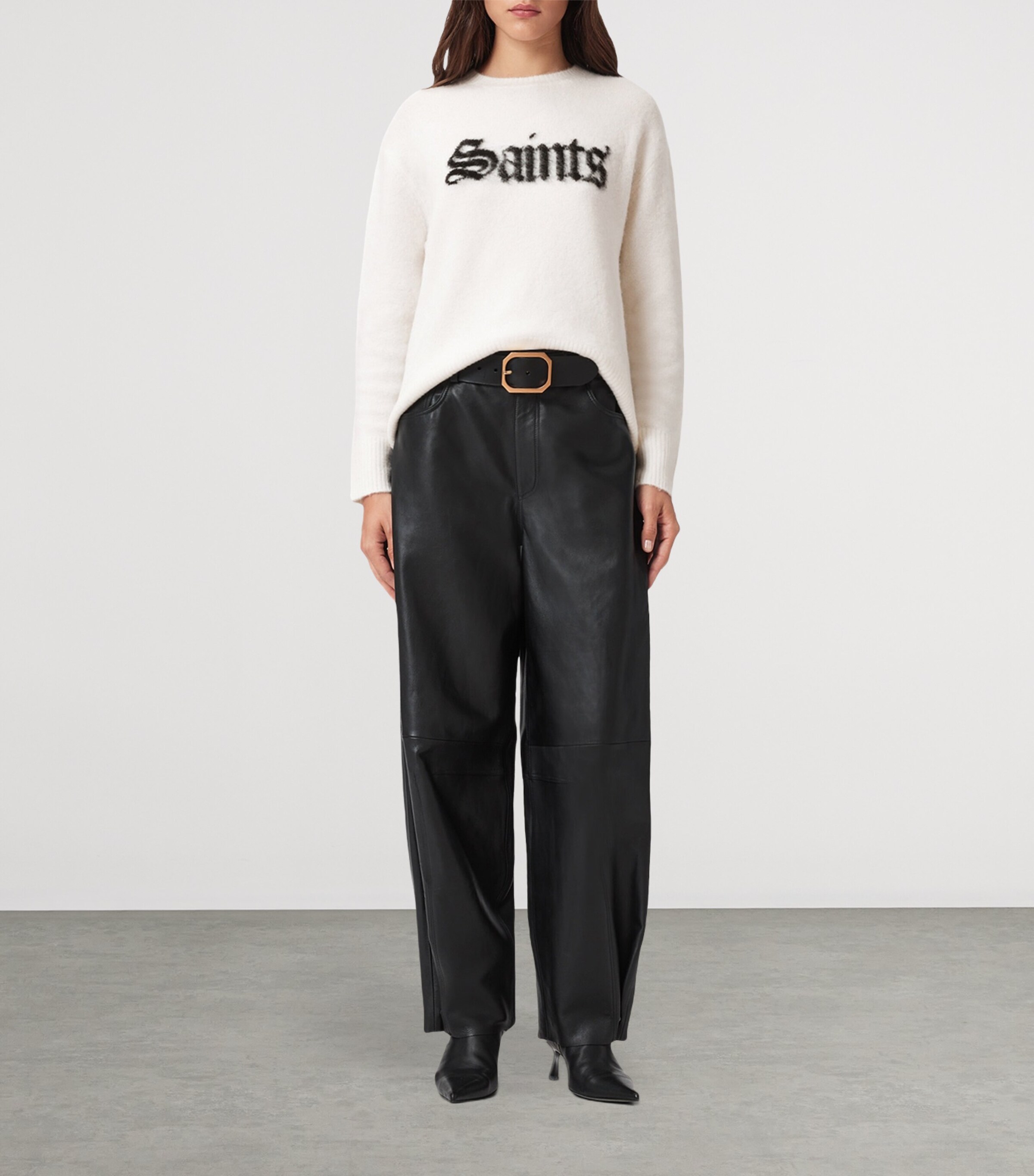 AllSaints Womens Saints and Sinners Sweater Chalk White/black Image 2