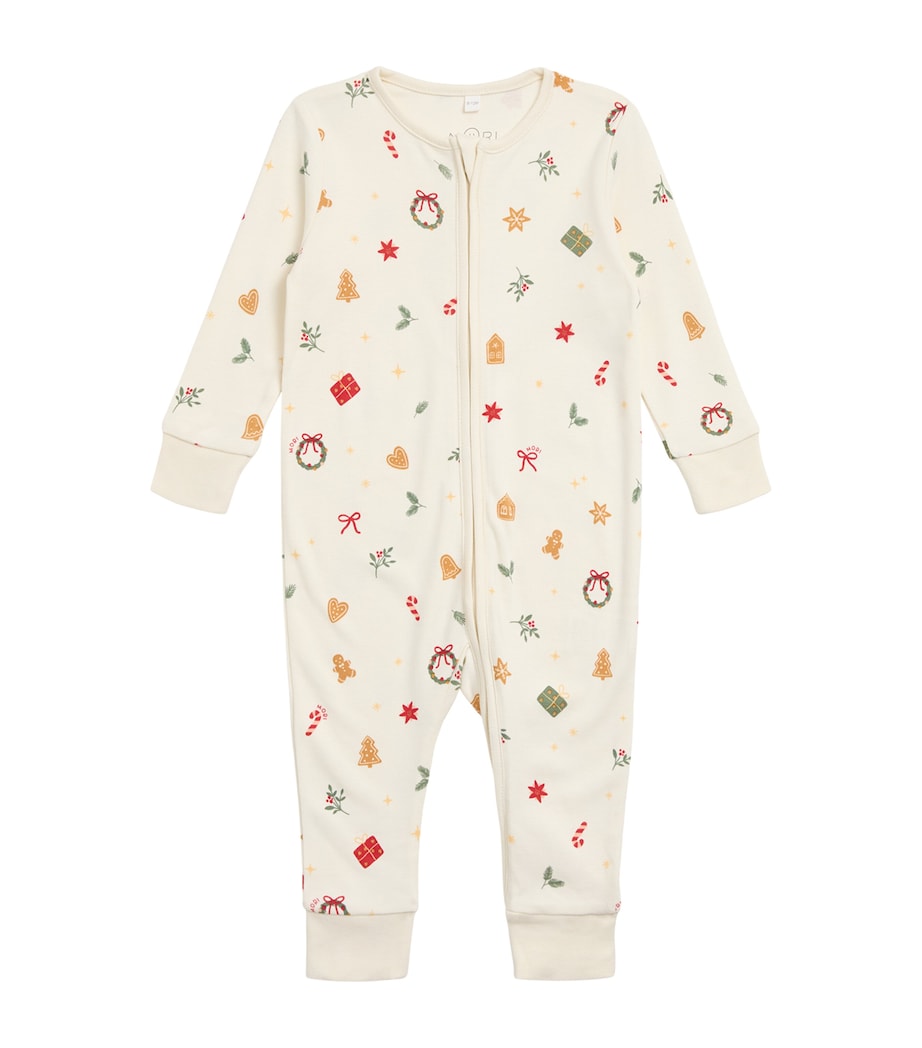 MORI Christmas Print Sleepsuit (3-36 Months) White Christmas Image 1