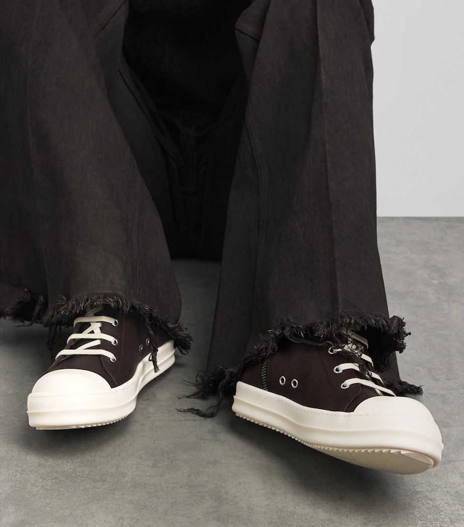 Rick Owens Leather Classic High-Top Sneakers Dark Brown Image 2