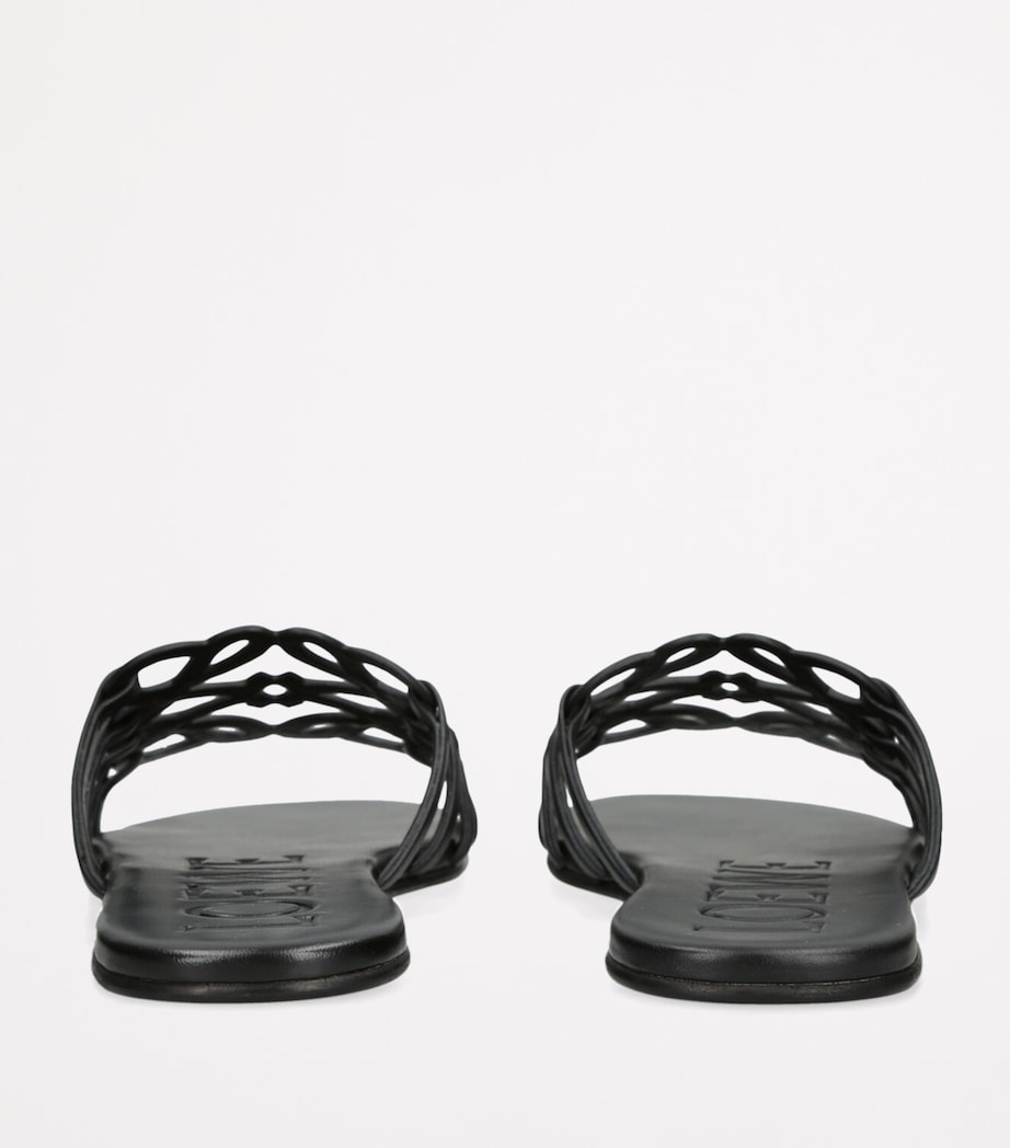 Leather Petal Anagram Slides BLACK Image 2