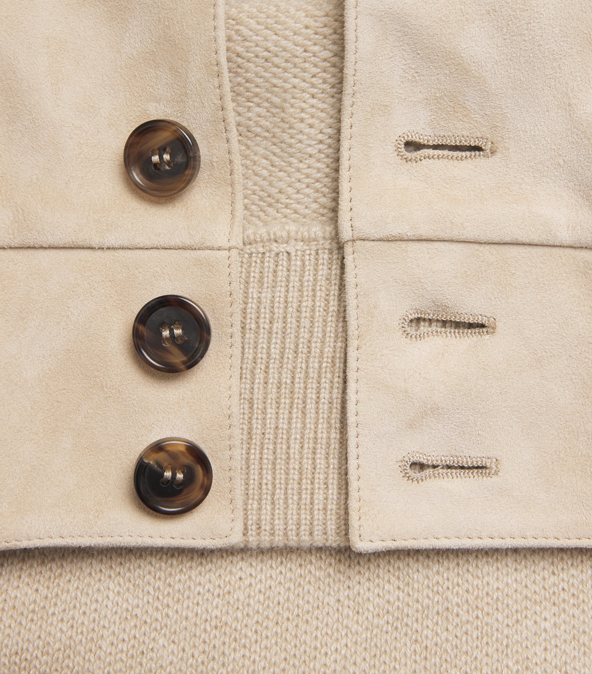 Suede-Front Cashmere Cardigan CHAMPAGNE Image 5