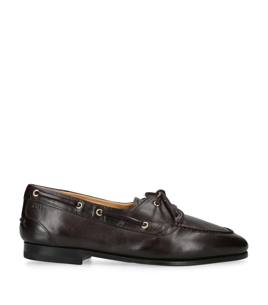 Bally Leather Plume Boat Shoes Dark Brown Image 1