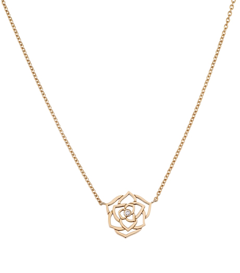 Rose Gold and Diamond Rose Pendant Necklace GOLD Image 2