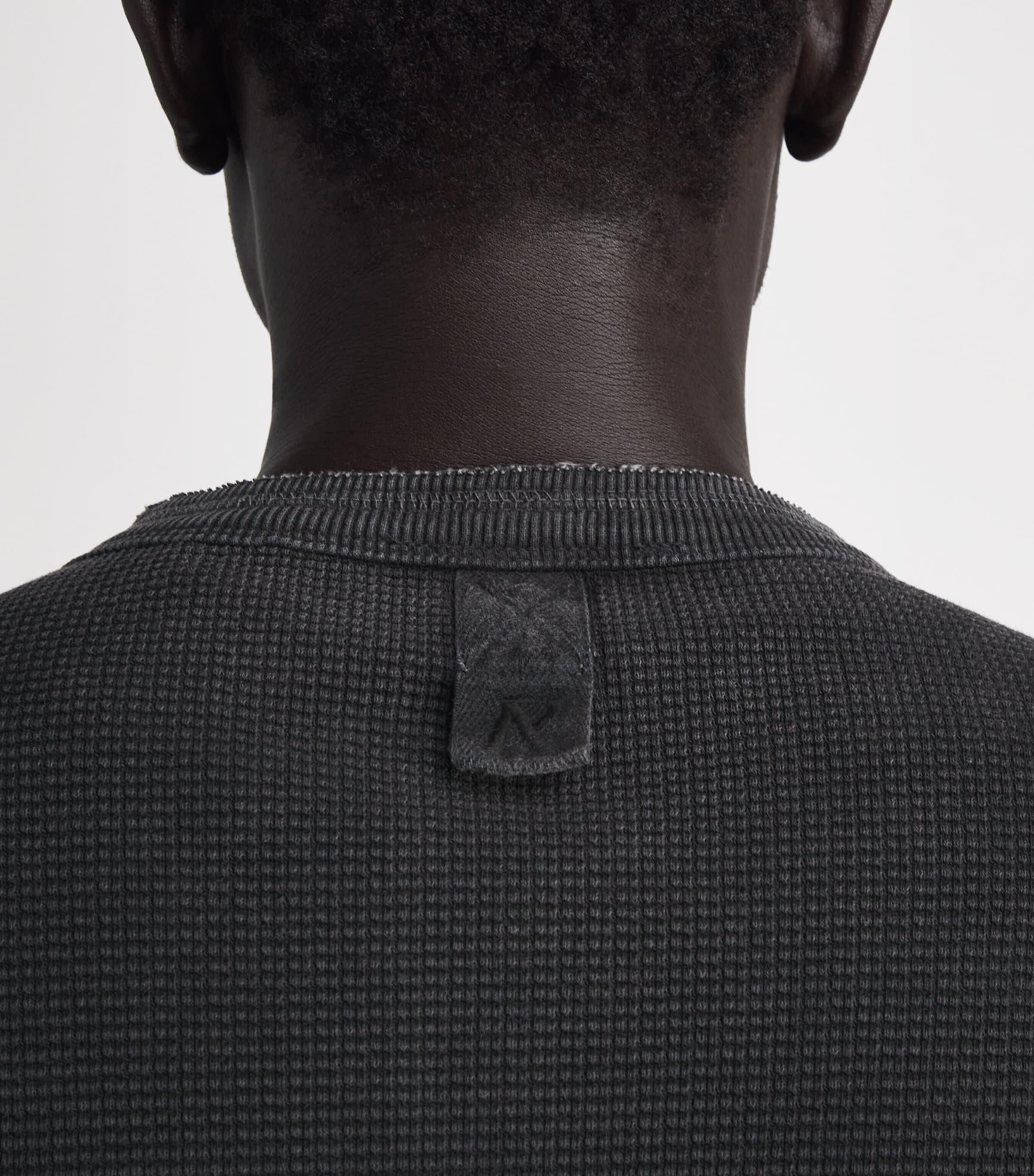 Represent Mens Heavyweight Cotton Henley Top Vintage Black Image 3