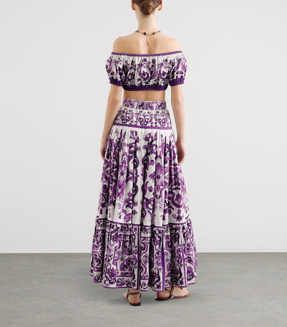 Cotton Majolica Print Maxi Skirt IP3TN-MAIOLICA VIOLA Image 3