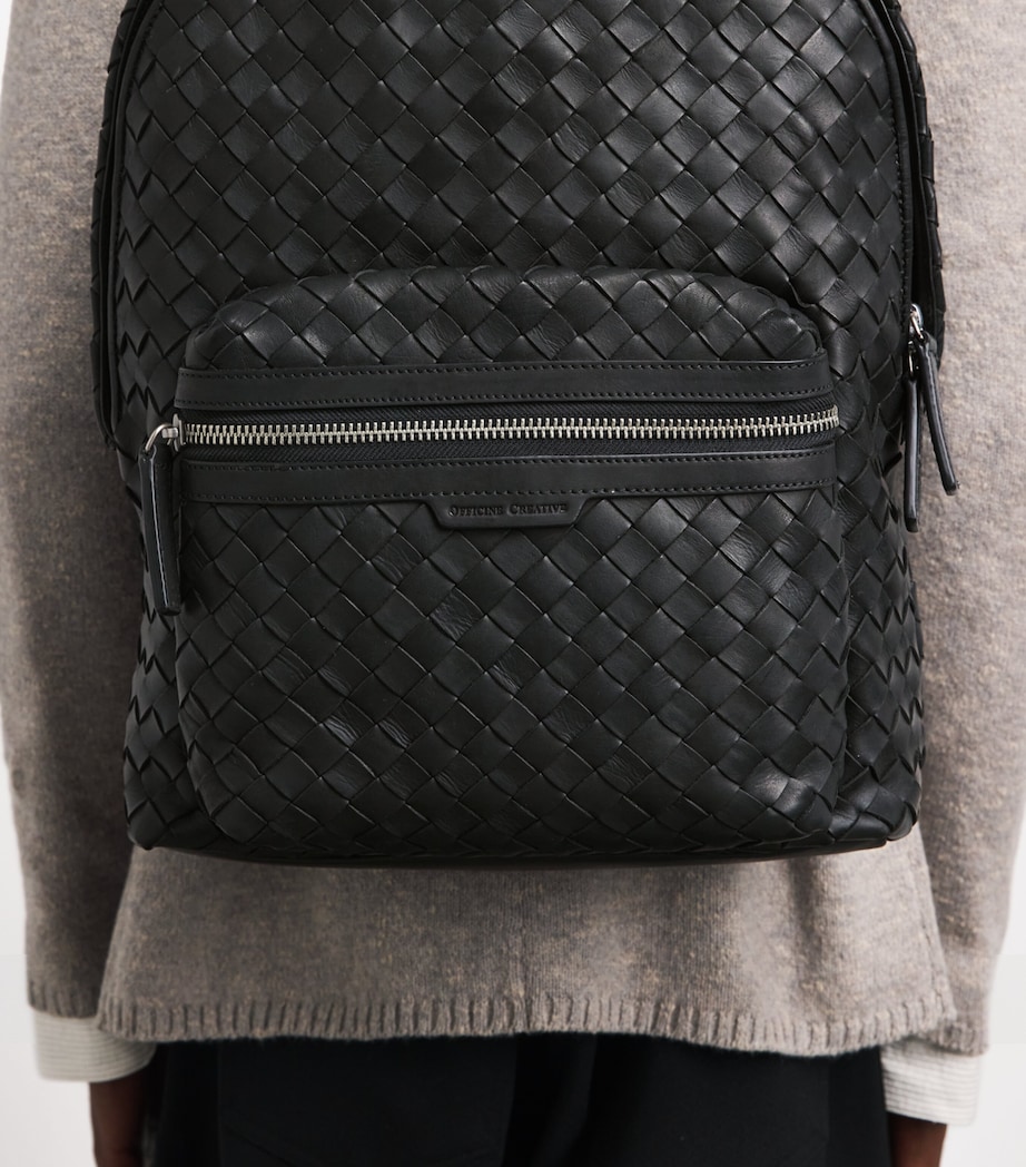 Officine Creative Leather Woven Armor Backpack Nero Image 2