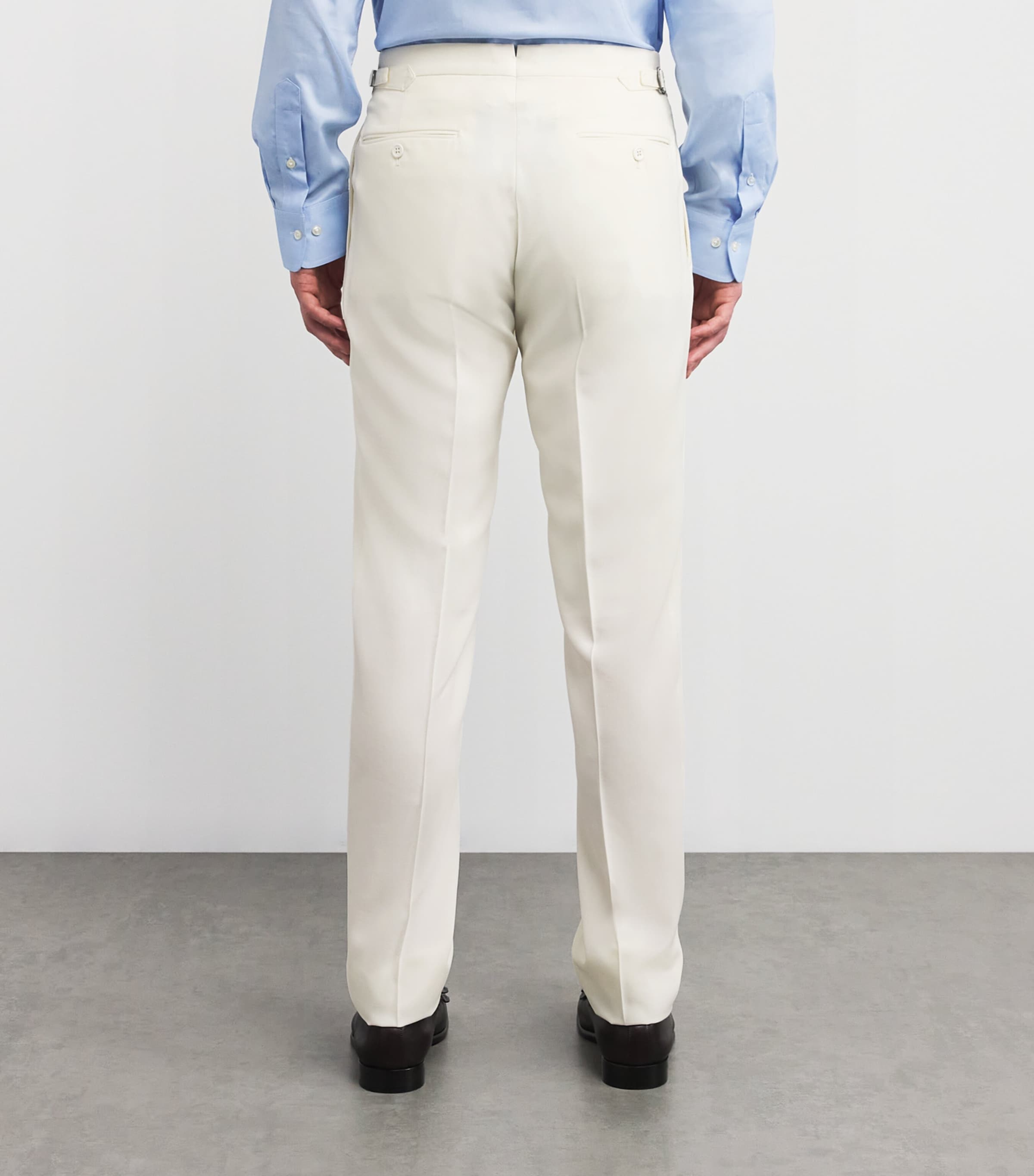 Polo Ralph Lauren Mens Wool Barathea Pleated Trousers Natural Image 4