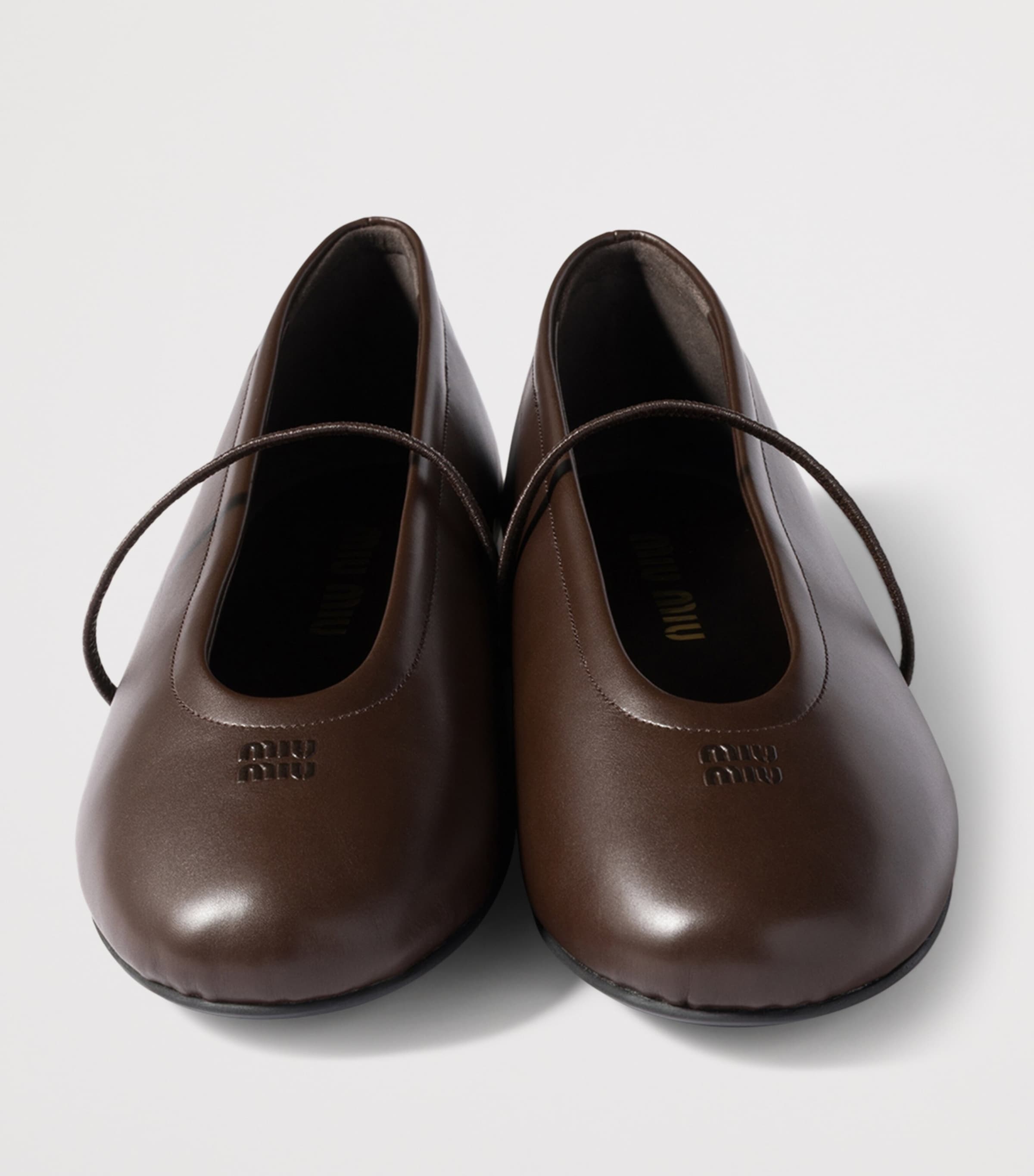 Miu Miu Nappa Leather Mary Jane Ballet Flats Brown Image 4