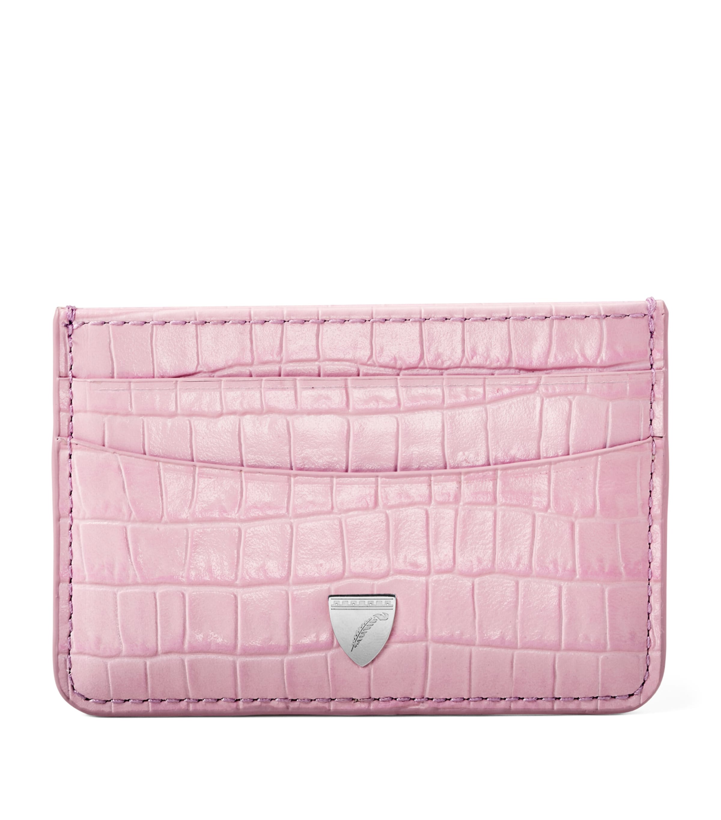 Croc-Embossed Slim Card Holder LILAC Image 1