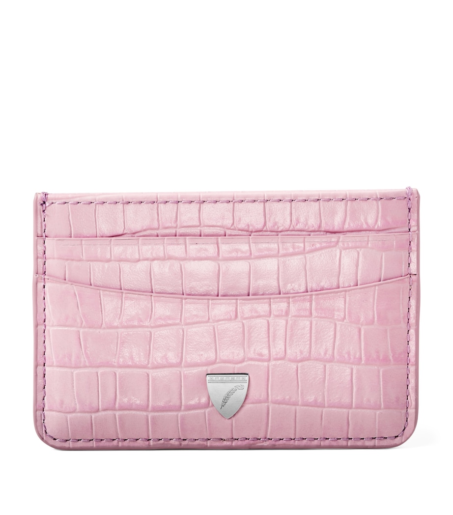 Croc-Embossed Slim Card Holder LILAC Image 1