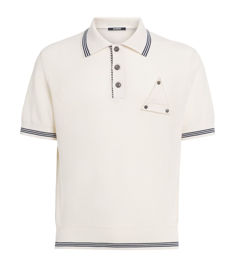 Jacquemus Mens Silk-Cotton Sailboat Polo Shirt White Image 1