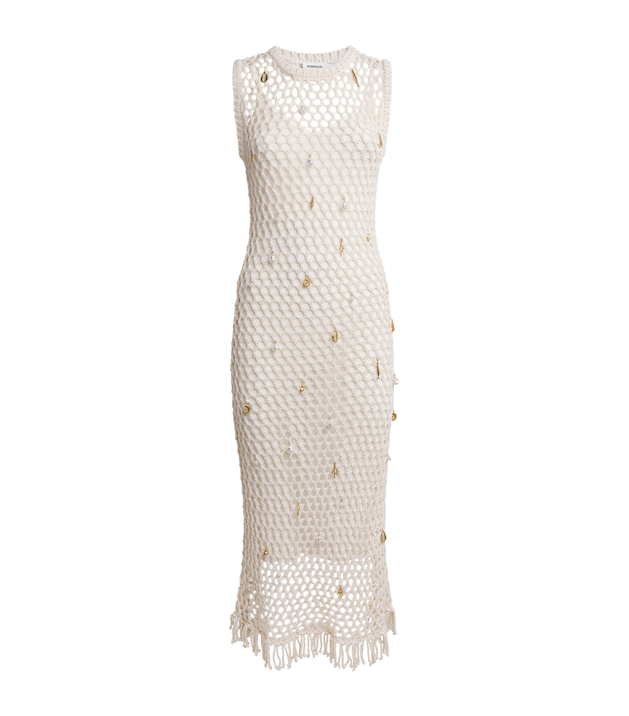 Simkhai Womens Knitted Charm Coralia Midi Dress Sand Multi Image 1