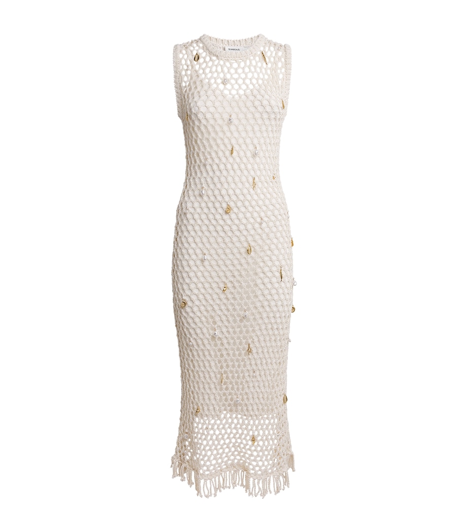 Simkhai Womens Knitted Charm Coralia Midi Dress Sand Multi Image 1