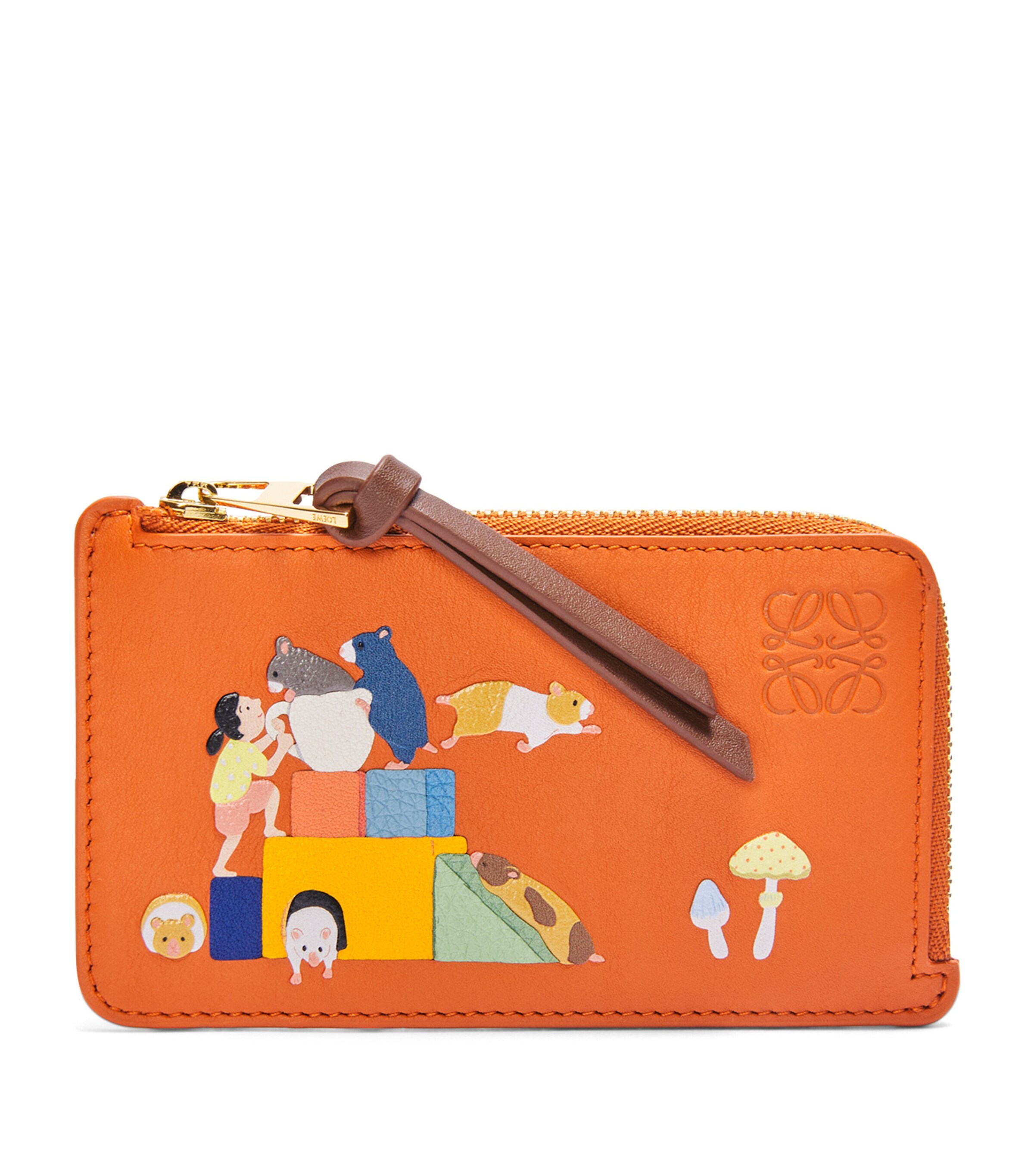 Loewe x Suna Fujita 【コラボ☆Hamster Leather Card Case 】 x Suna Fujita Hamster leather card case in orange - Loewe