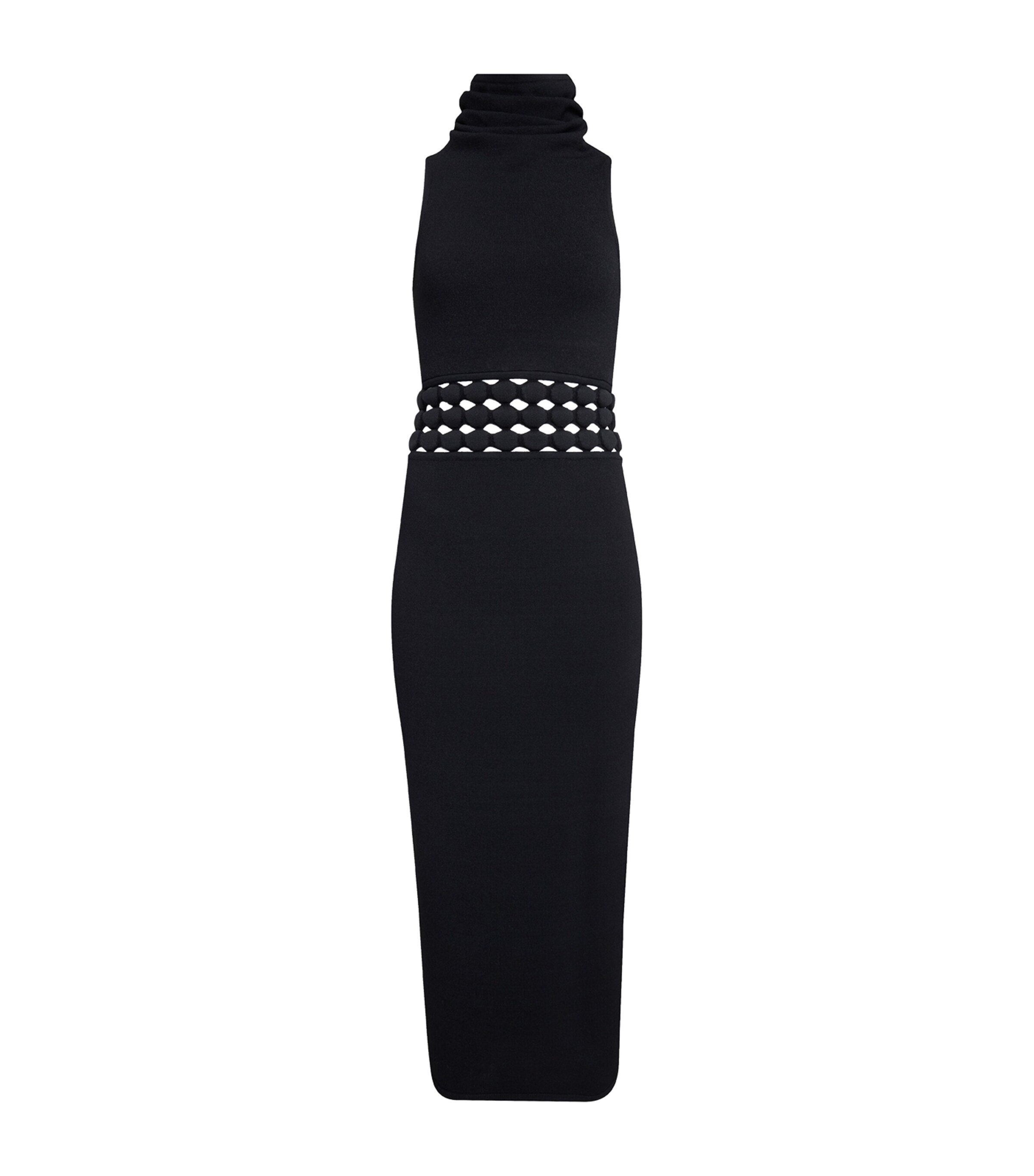 Shop Alaïa Hooded Midi Dress In Black