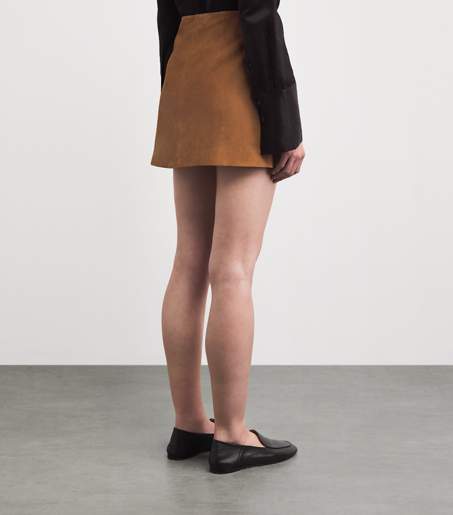 Arma Womens Lamb Suede Melody Mini Skirt Whiskey Image 5
