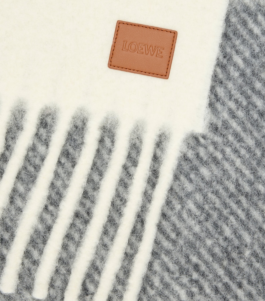 Alpaca-Wool-Blend Jacquard Stripe Scarf GREY WHITE Image 3