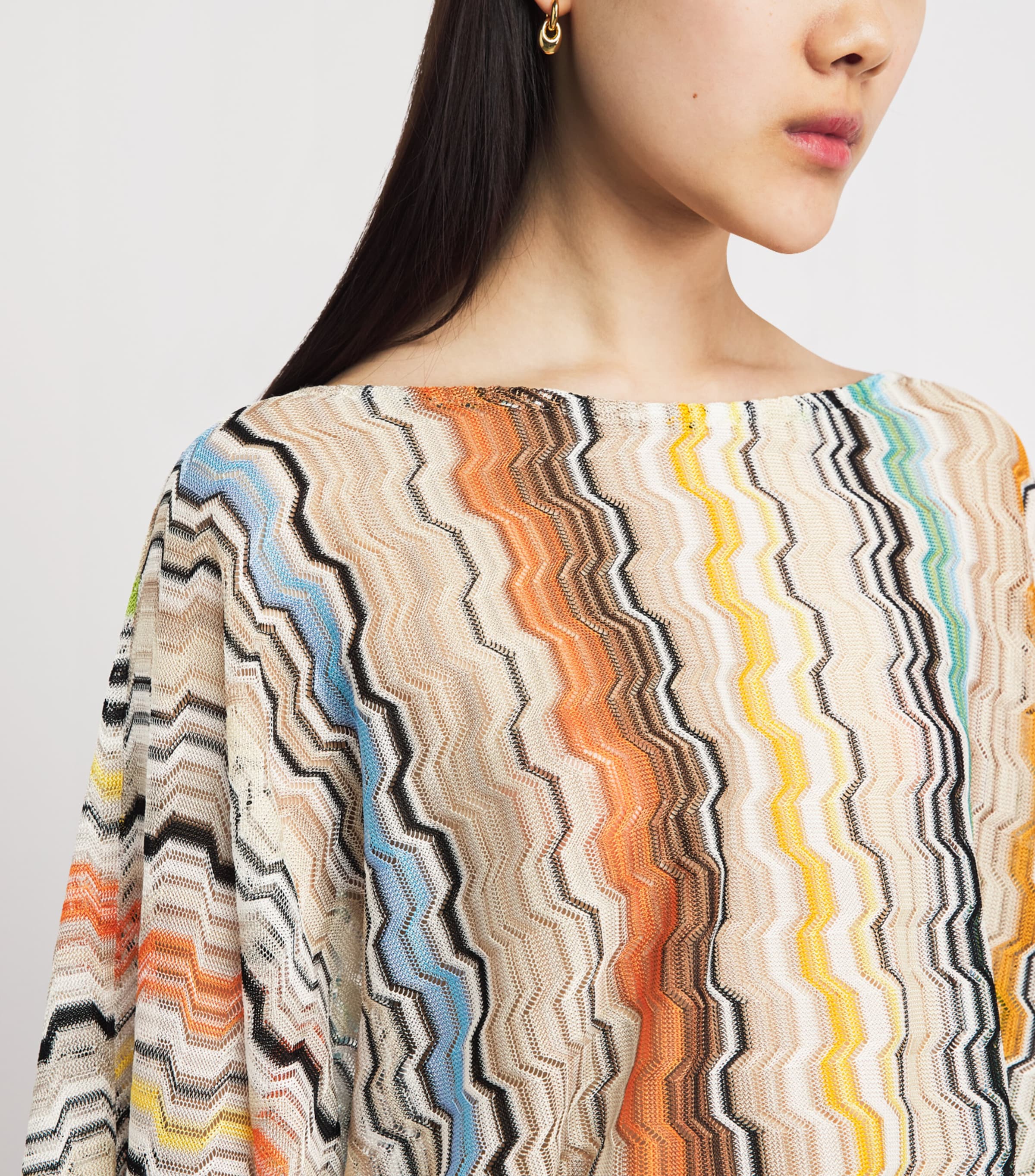 Missoni Womens Cropped Zigzag Blouse Smsnp Multicolor Image 3