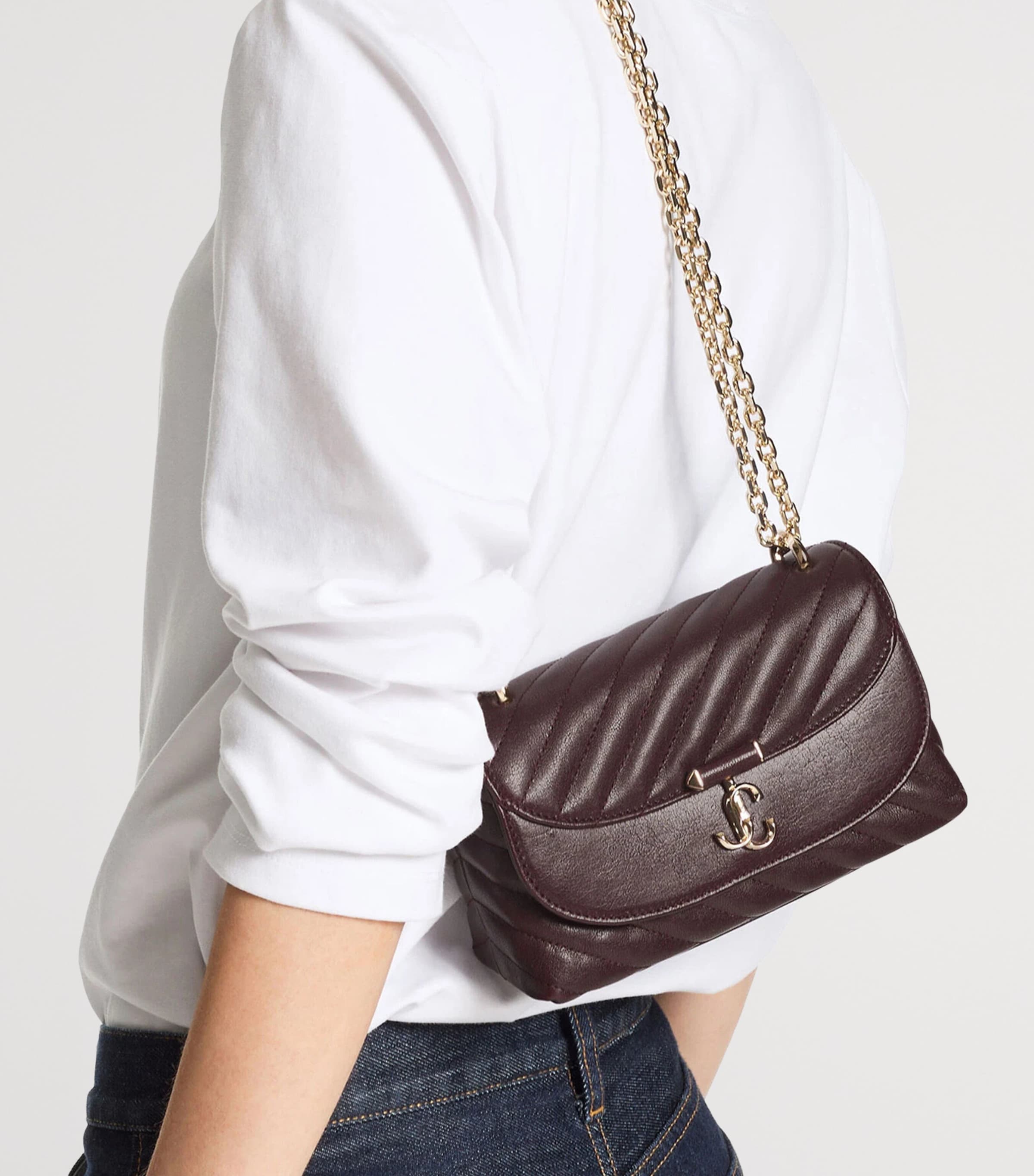 Medium Quilted Leather Curve Cross-Body Bag DEEP MERLOT/SHINY GO Image 2