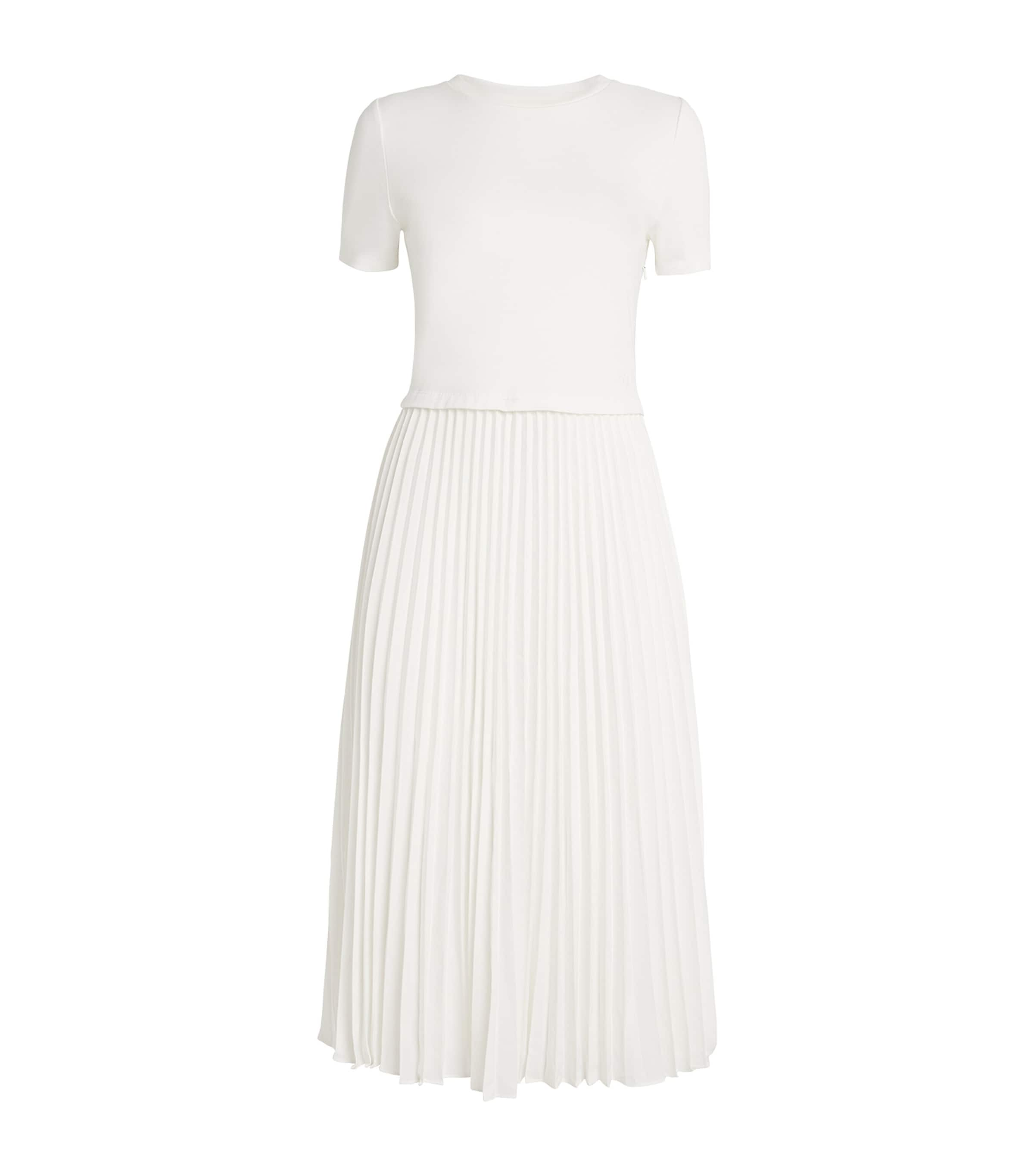 Claudie Pierlot Cotton-blend Pleated Dress In Neutral