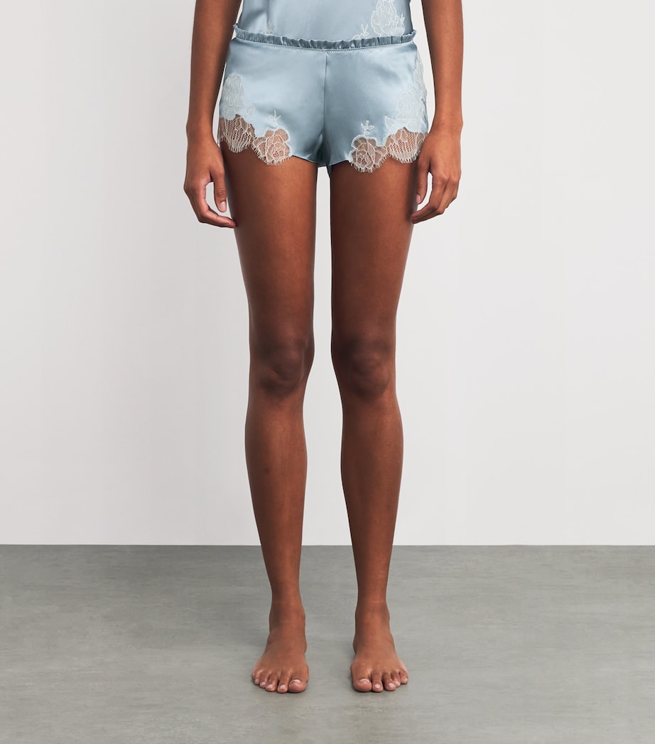 Silk Lace-Trim Shorts BLEU GIVRE/NACR Image 3