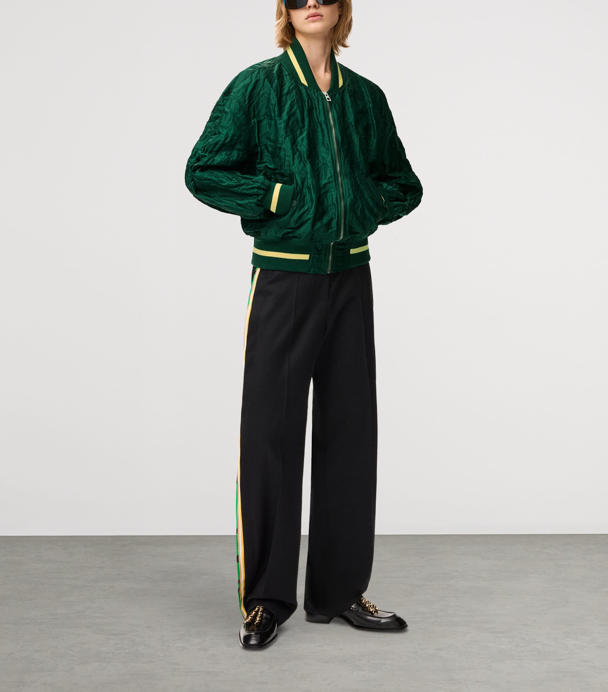 Varsity Bomber Jacket DARK GREEN Image 2