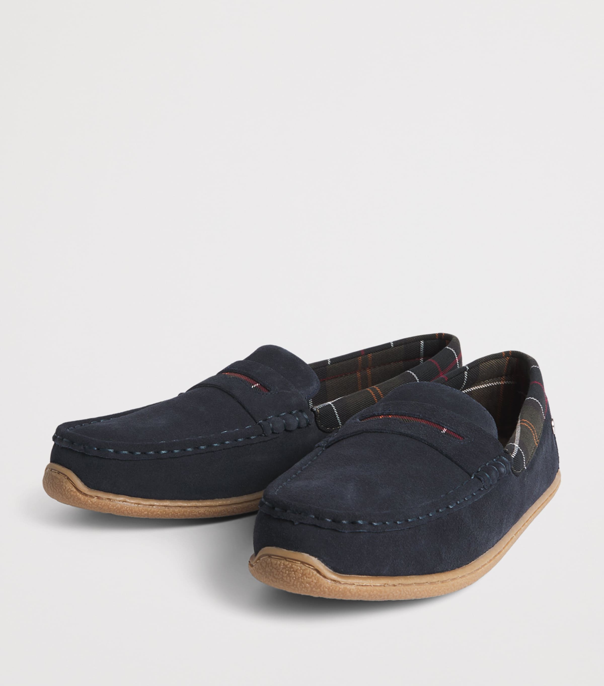 Barbour Suede Albert Slippers Navy Suede Image 2