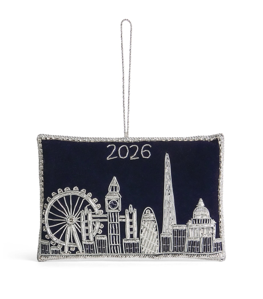 Tinker Tailor Beaded London Skyline Tree Decoration Navy/silver Image 1
