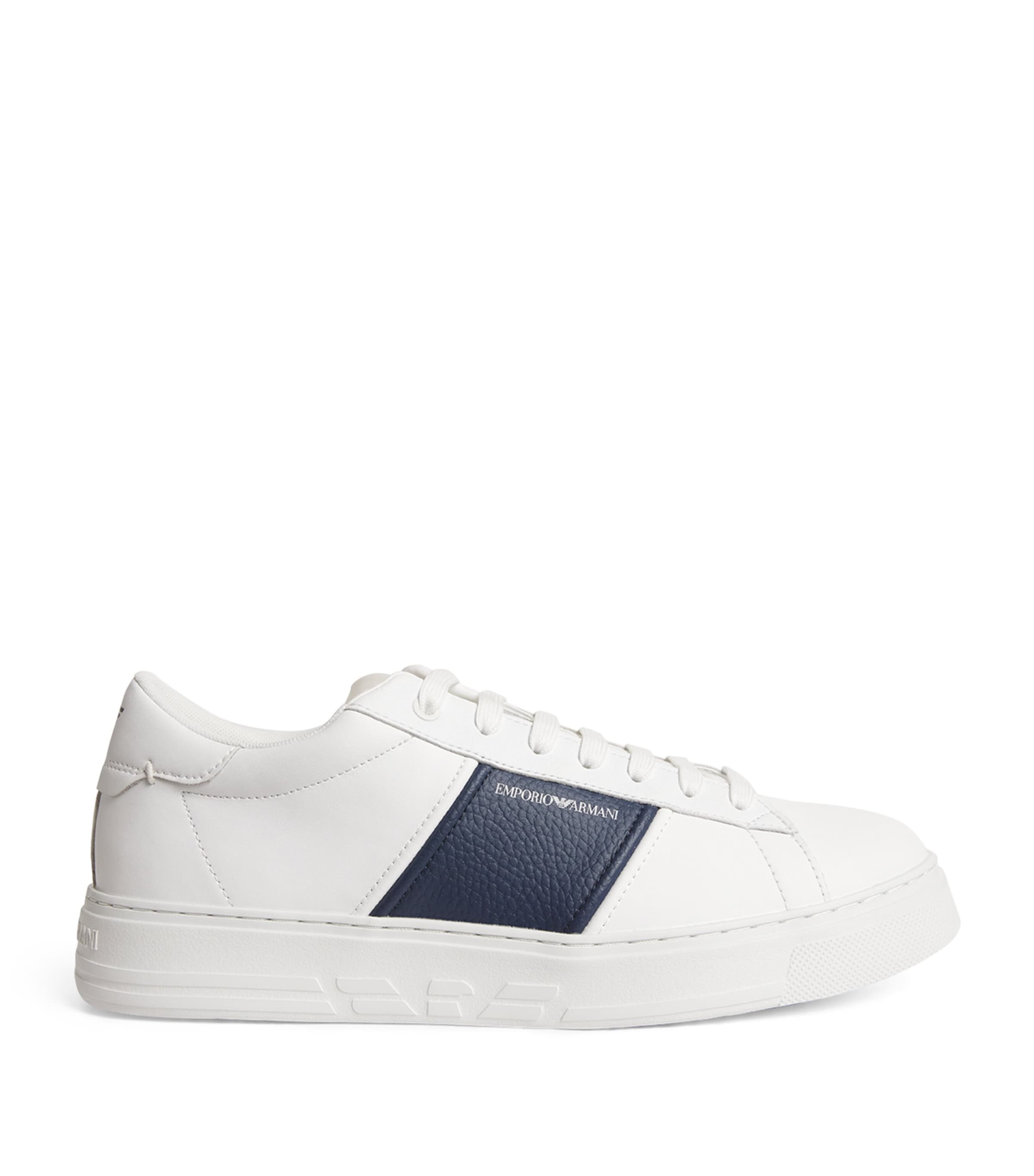 Shop Emporio Armani Leather Sneakers