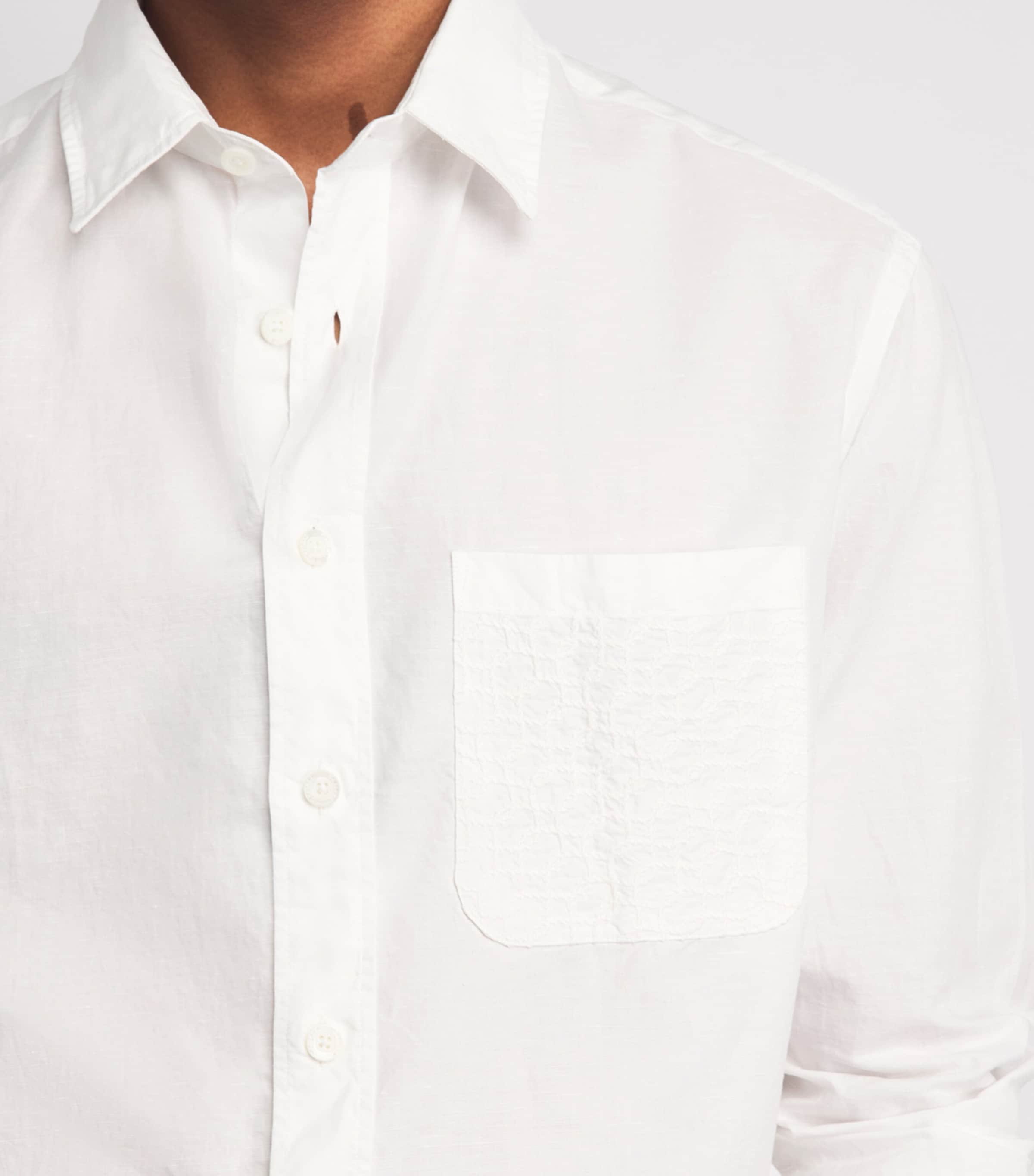 Canali Mens Linen-Cotton Embroidered Shirt Image 3