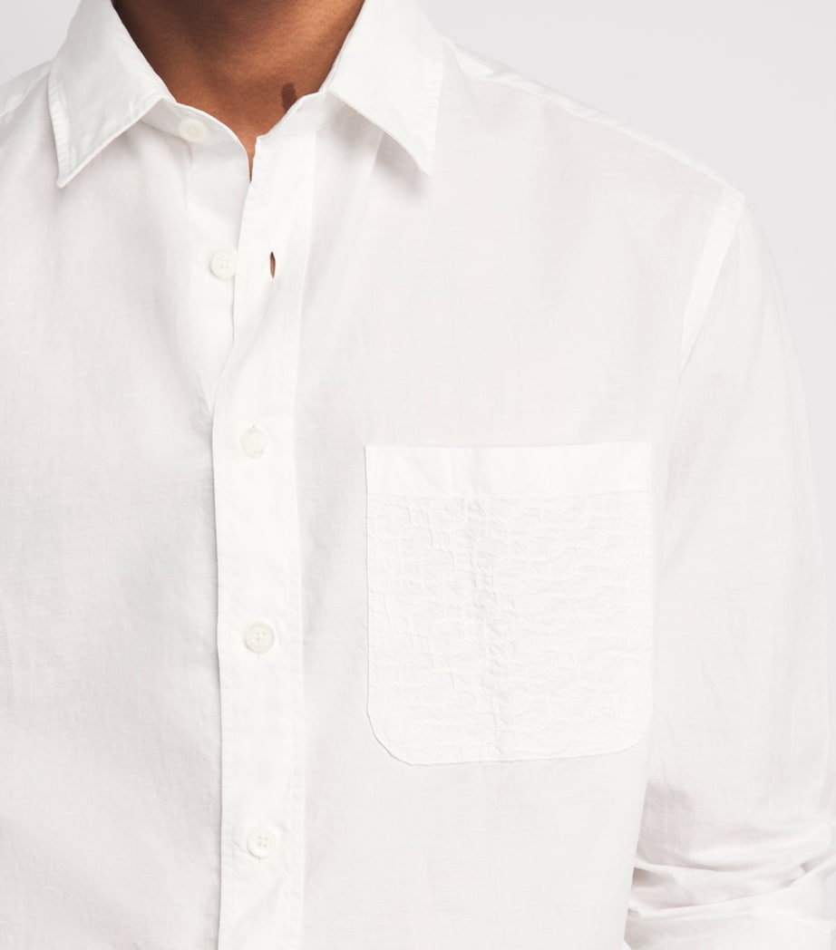 Canali Mens Linen-Cotton Embroidered Shirt Image 3