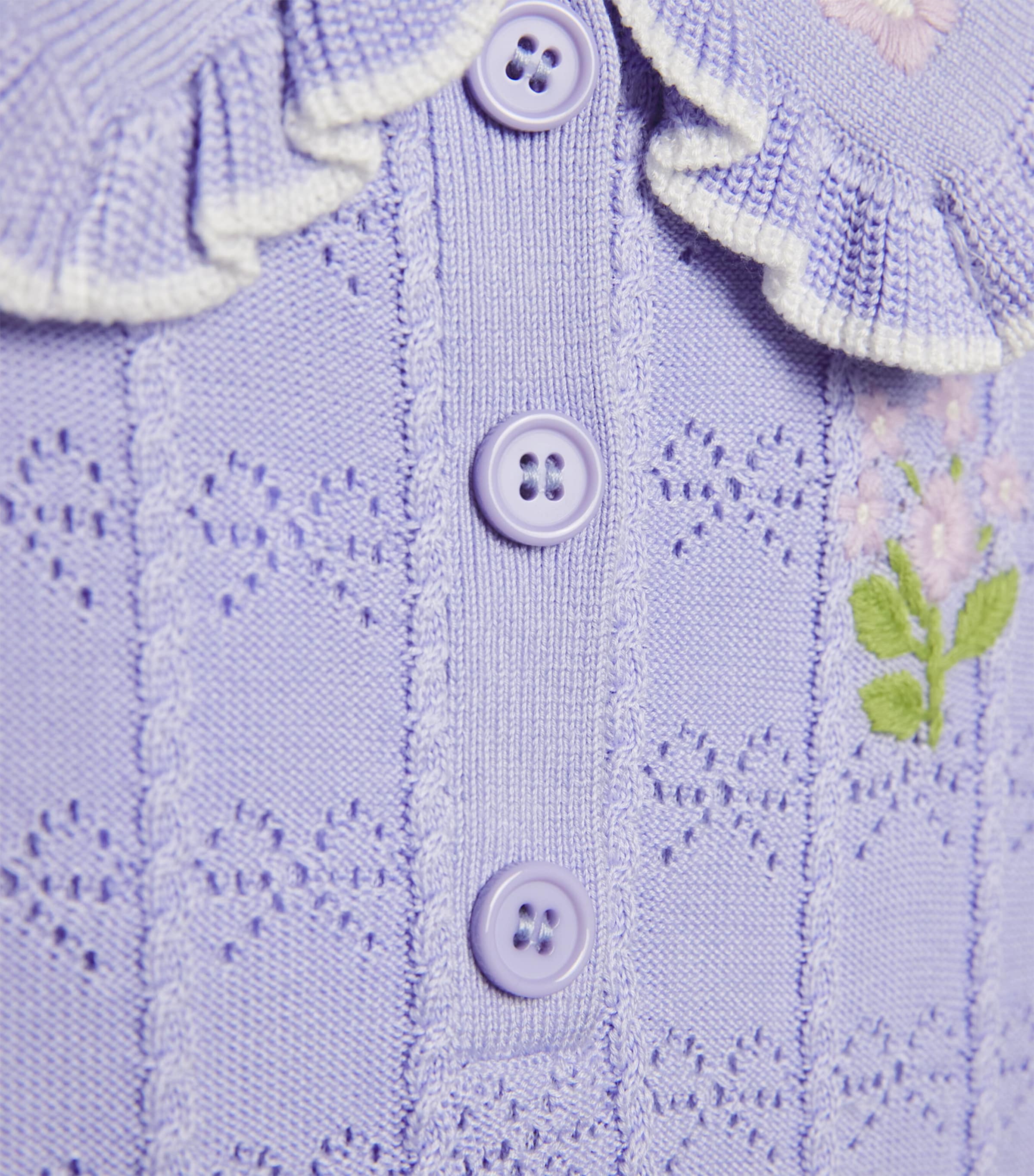 Self-Portrait Kids Pointelle Pleated Dress (3-12 Years) Lilac Image 3