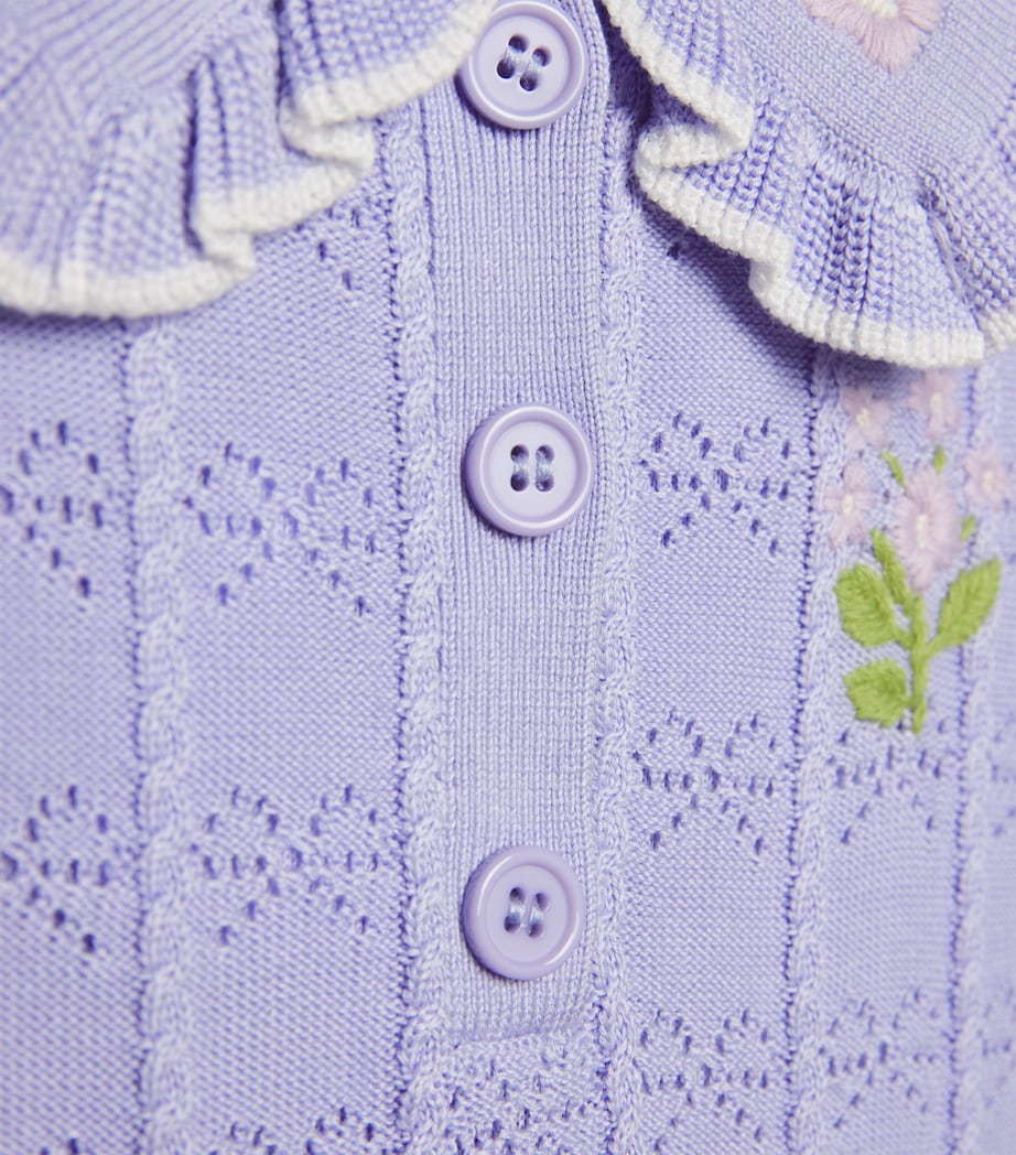 Self-Portrait Kids Pointelle Pleated Dress (3-12 Years) Lilac Image 3