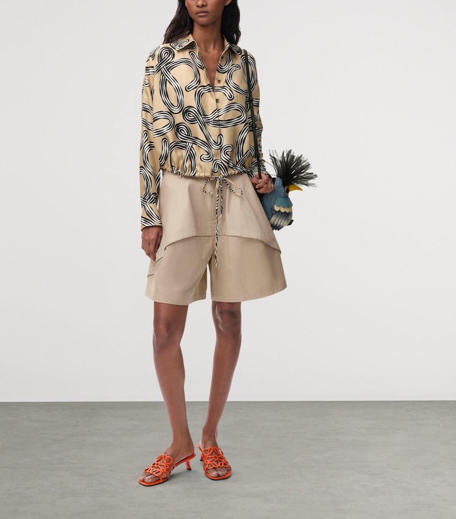 LOEWE Womens x Paula's Ibiza Cotton Panelled Shorts Beige Image 2