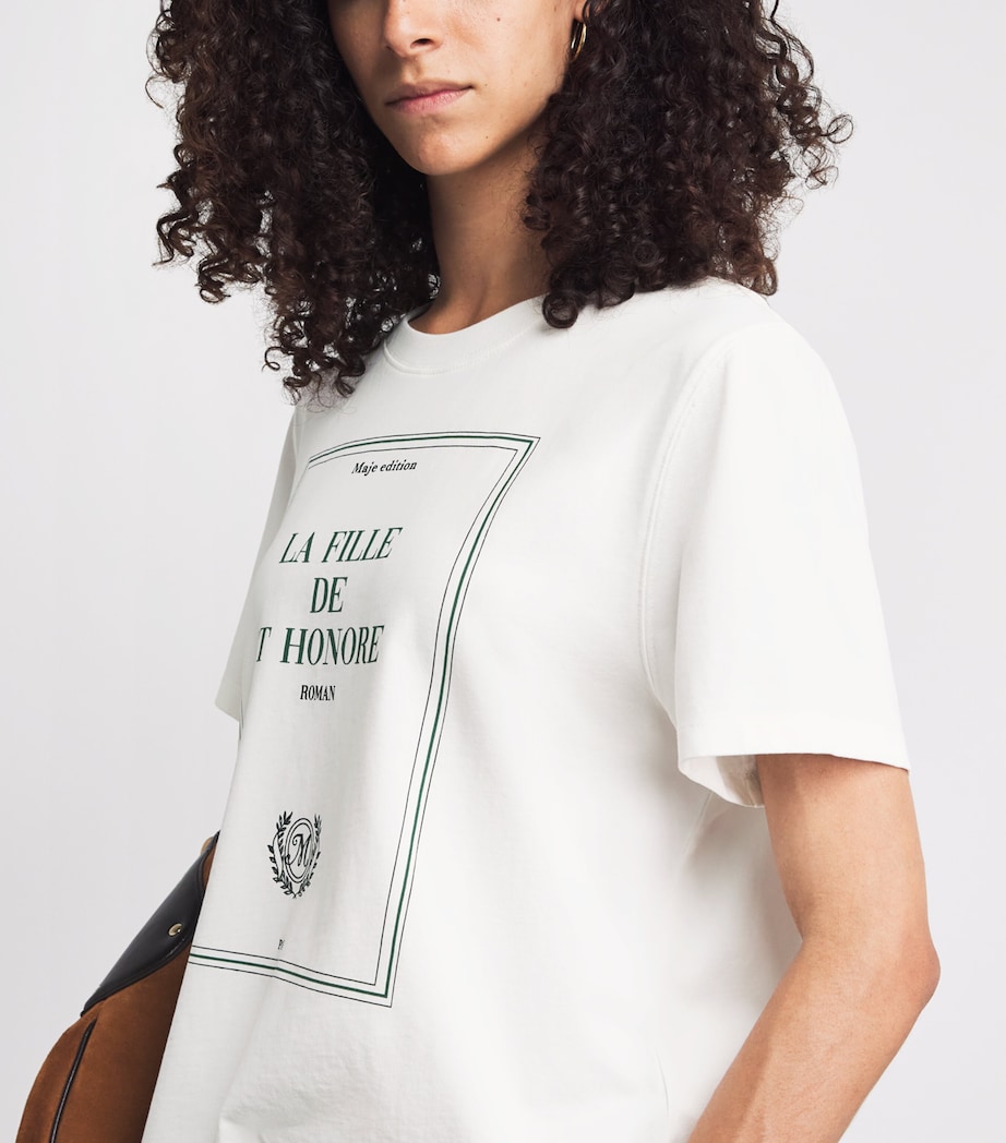 Maje Womens Cotton La Fille de Saint-Honoré T-Shirt White Image 3