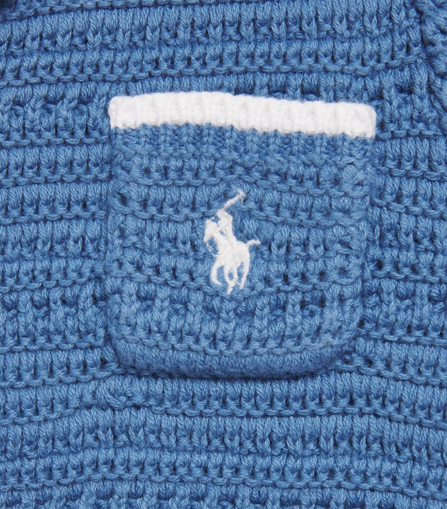 Ralph Lauren Kids Organic Cotton Knit Shirt and Shorts Set (3-24 Months) Delta Blue Image 3