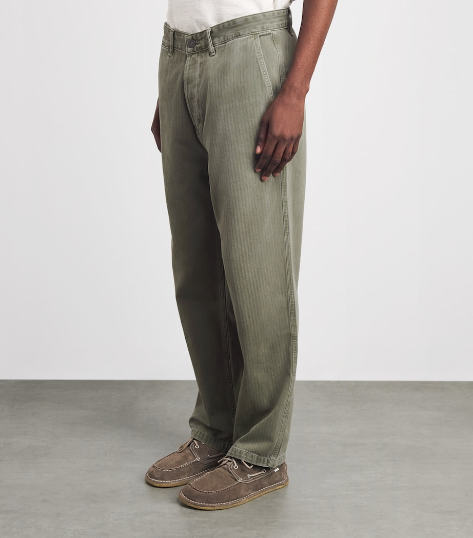 Citizens of Humanity Mens Cotton Herringbone Belgian Chinos Dark Olive Image 4