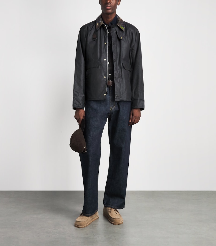 Barbour Mens Waxed Cotton Icons Spey Jacket Navy Image 2
