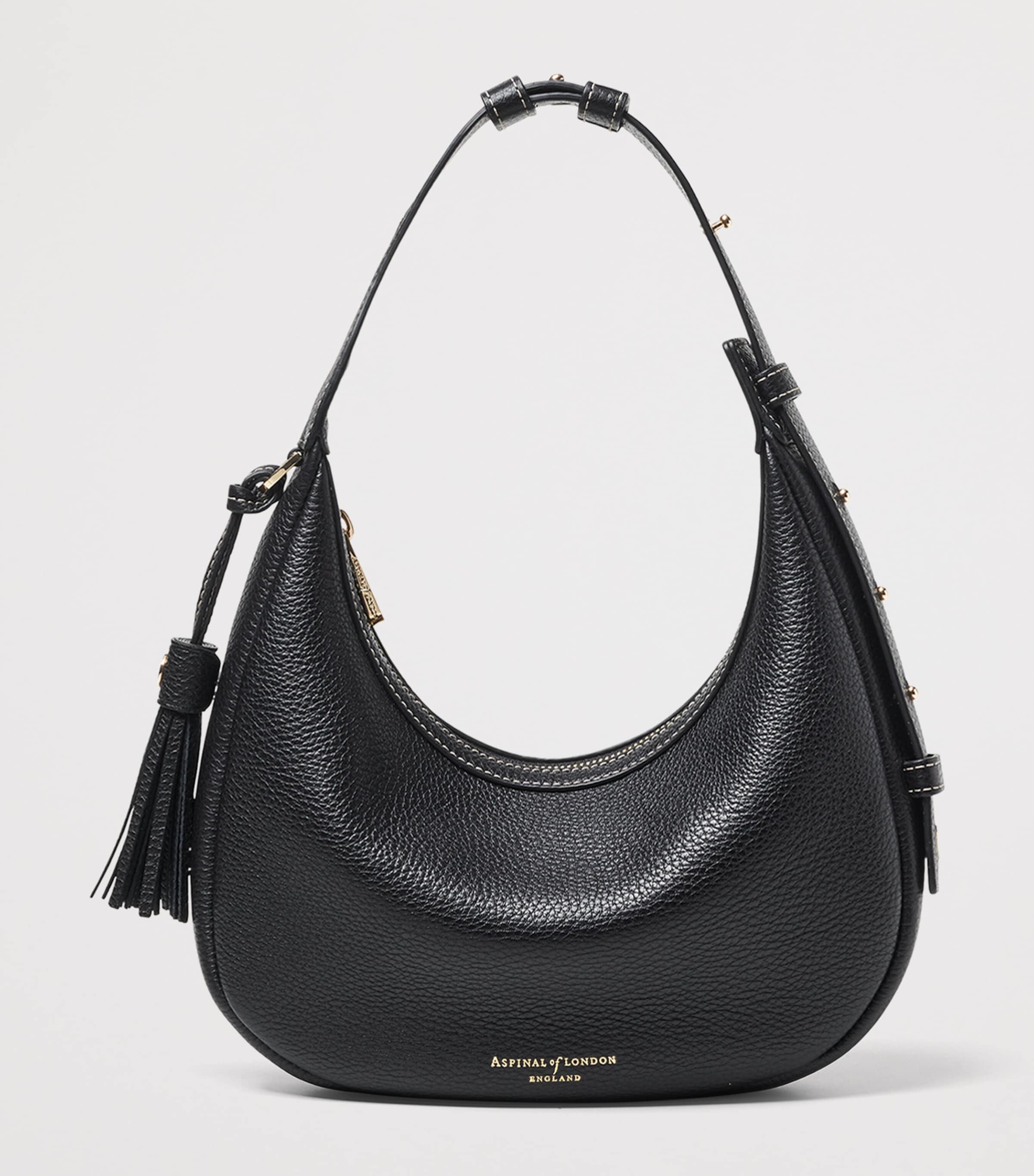 Aspinal Of London Mini Soho Crescent Shoulder Bag Black Image 2